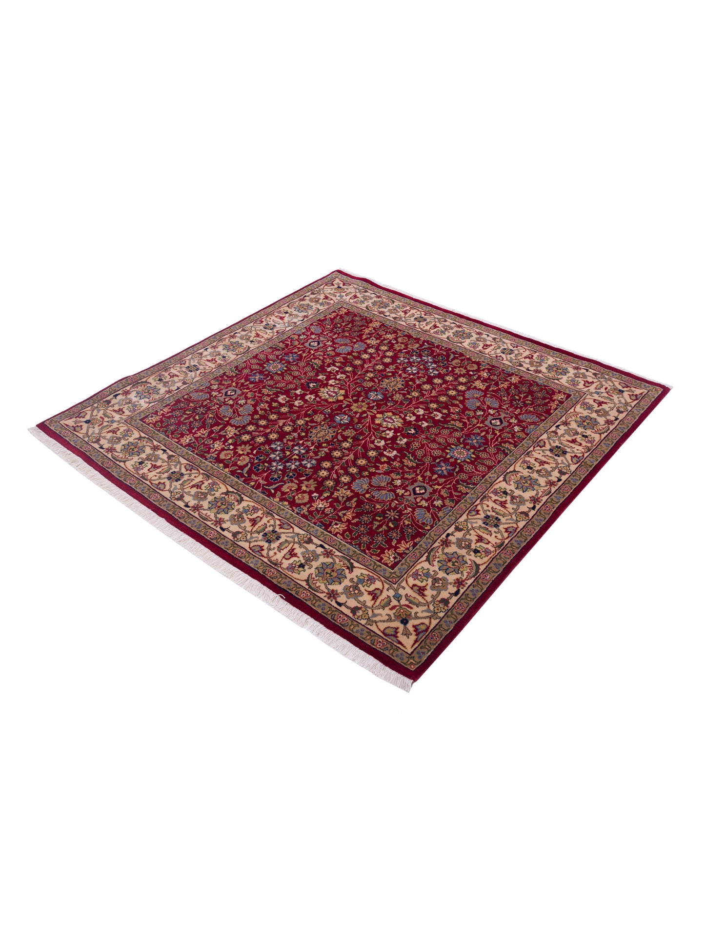 Hereke 129367 Red Ivory 4.10x4.11 Hand Knotted Rug