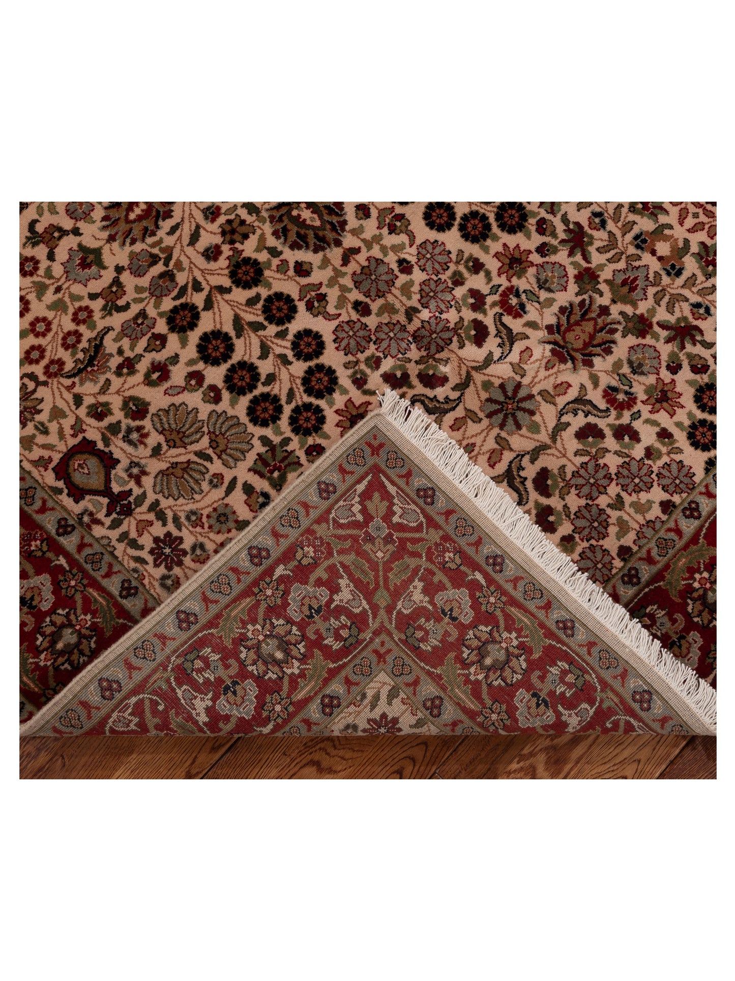 Hereke 129372 Ivory Red 4.9x6.7 Hand Knotted Rug