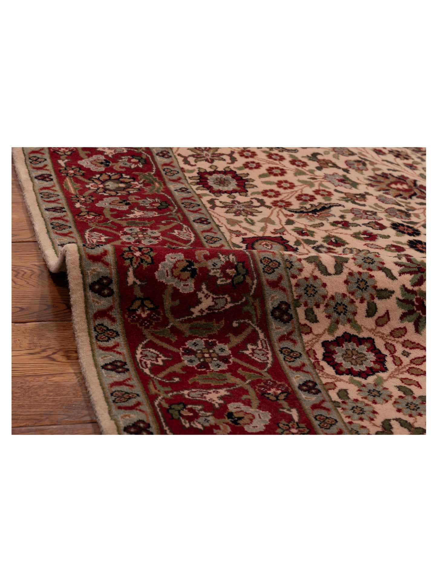 Hereke 129372 Ivory Red 4.9x6.7 Hand Knotted Rug