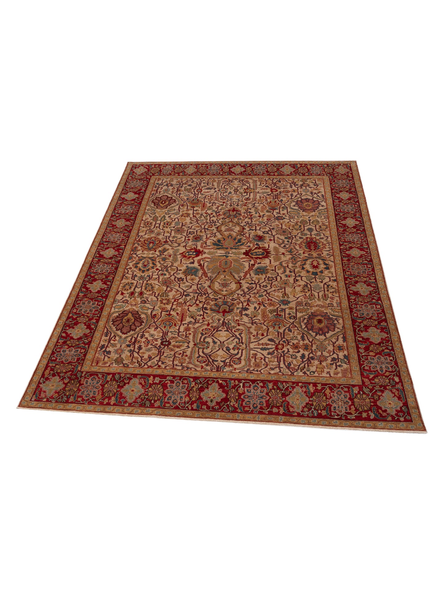 Simav 129503 Beige Red 9.4x12 Hand Knotted Rug