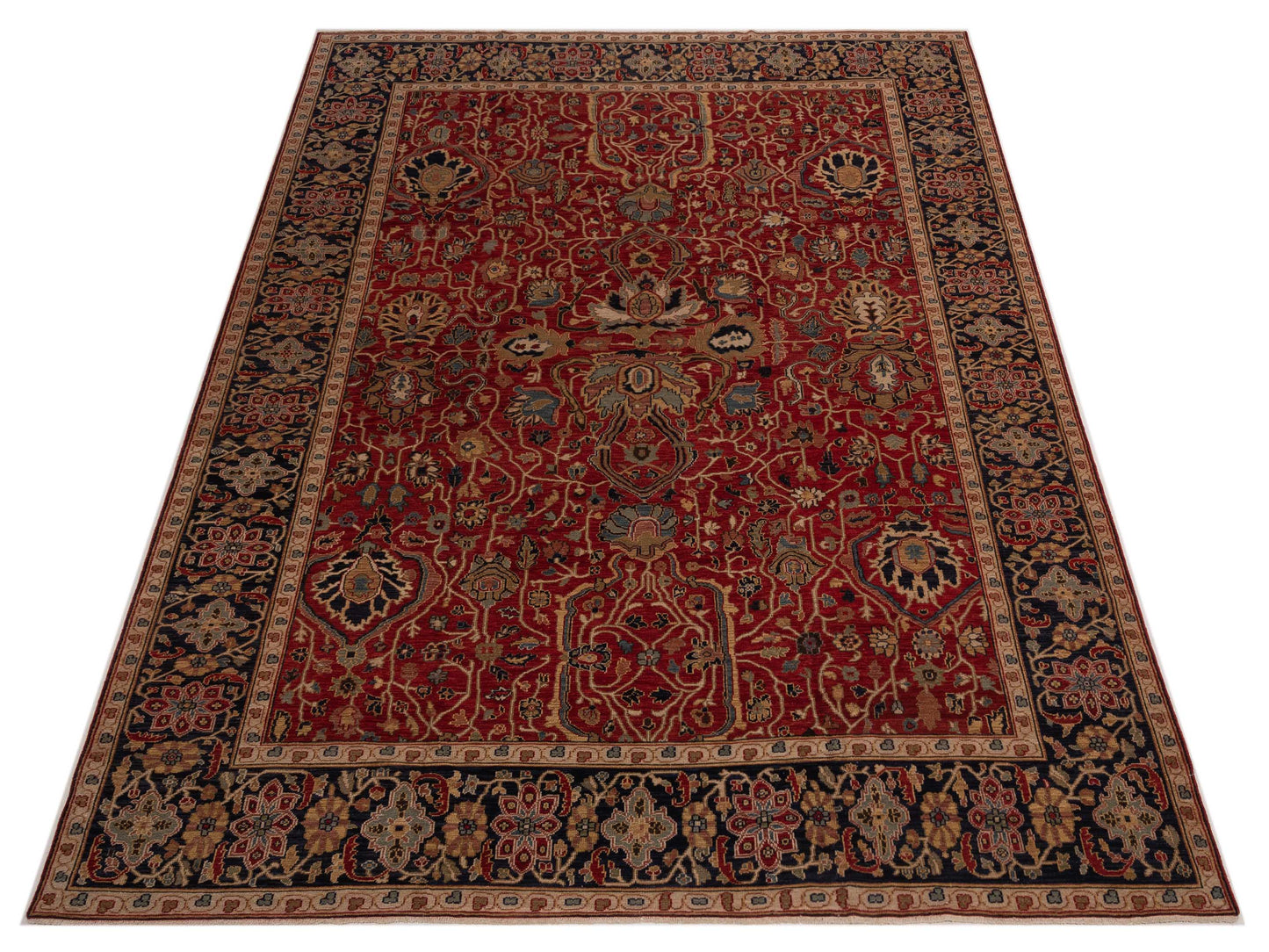 Simav 129504 Red Black 9.5x11.11 Hand Knotted Rug