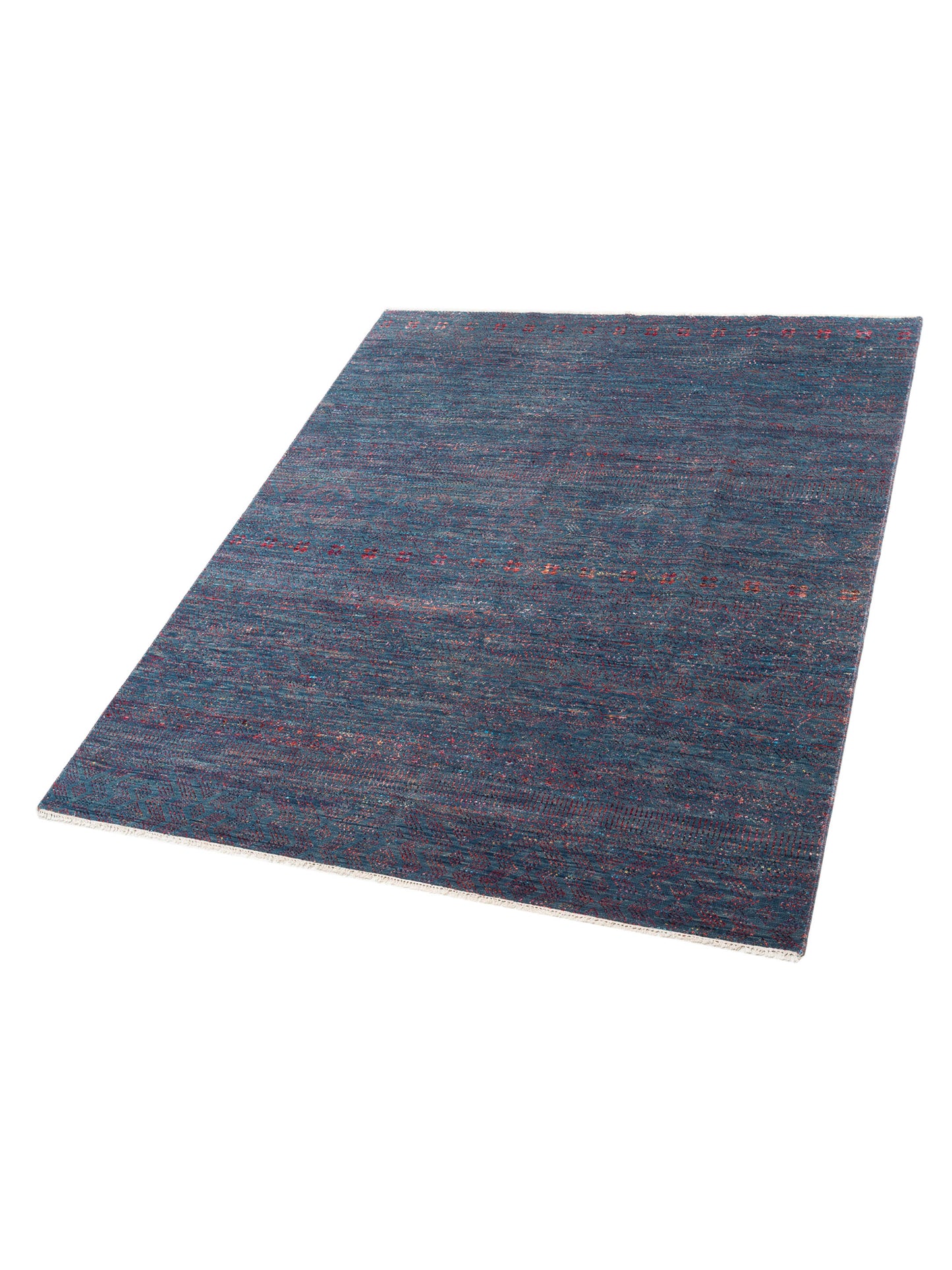 Agra 129521 Teal Blue 8.1x9.5 Hand Knotted Rug