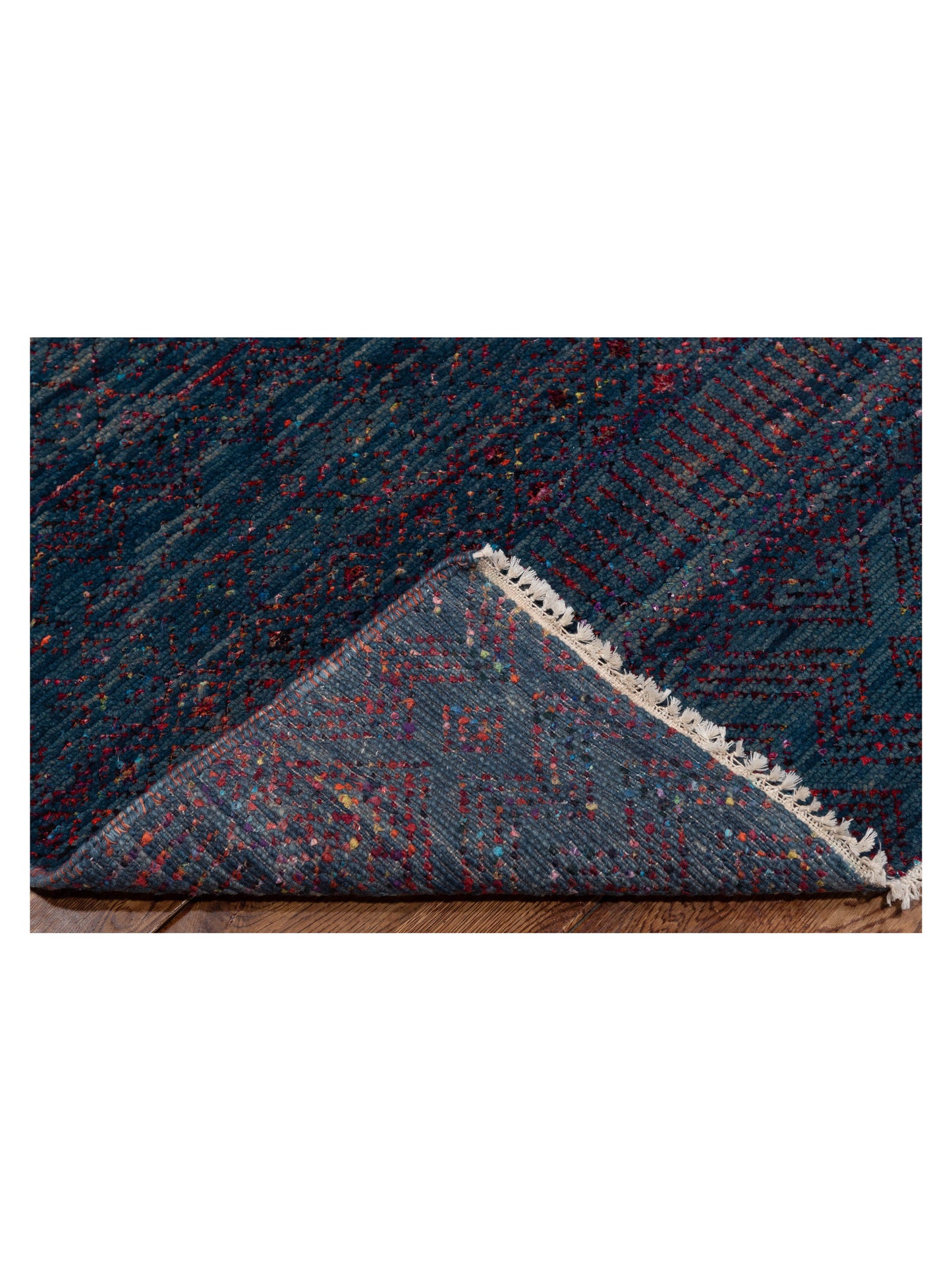 Agra 129521 Teal Blue 8.1x9.5 Hand Knotted Rug