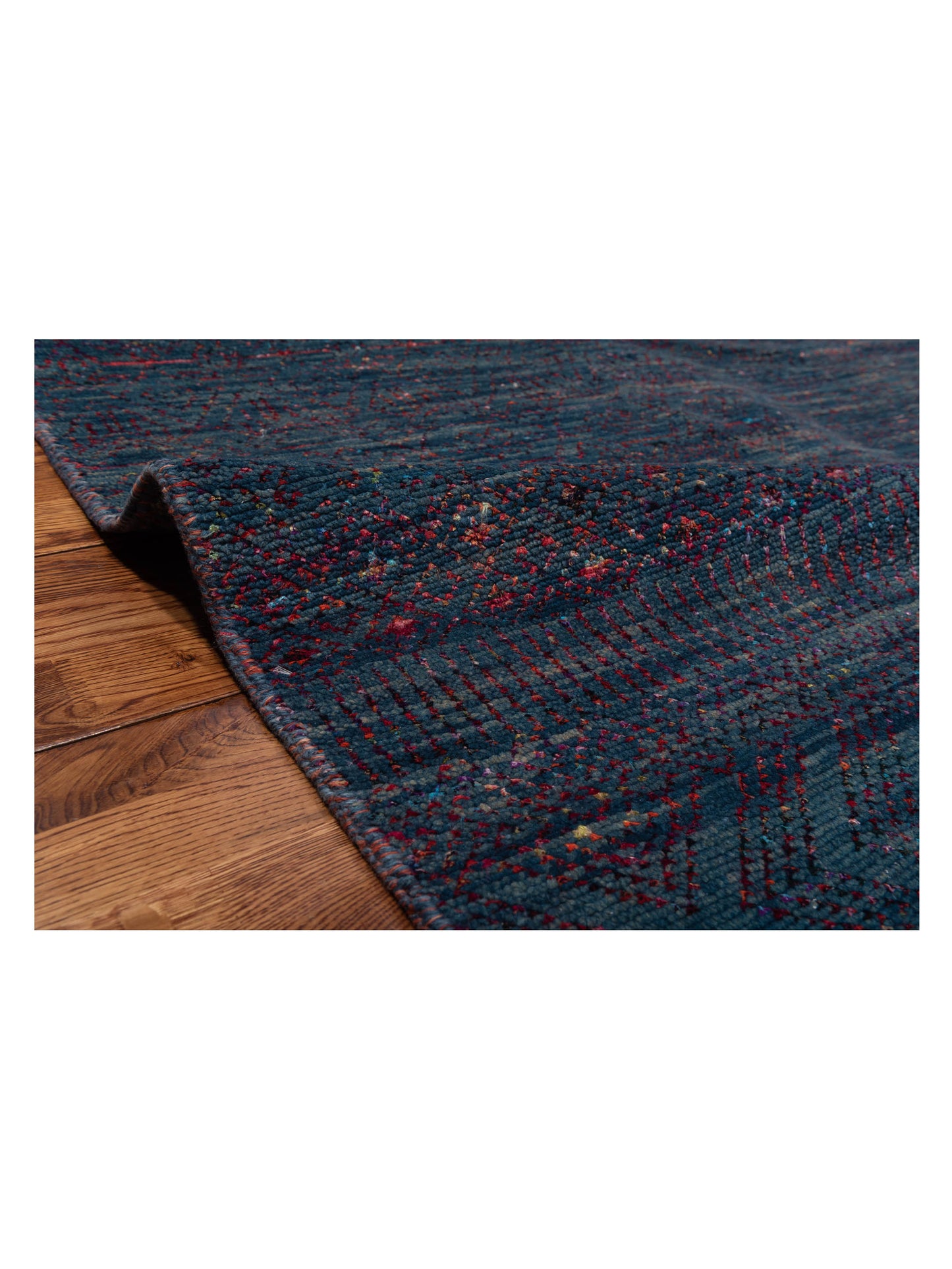Agra 129521 Teal Blue 8.1x9.5 Hand Knotted Rug