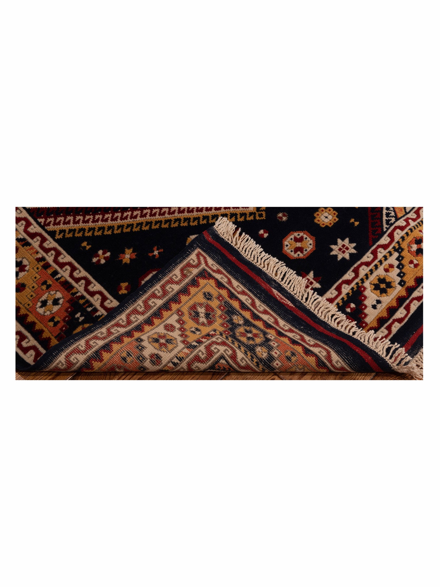Turkish Shirwan 129647 Navy Yellow 3.10x5.8 Hand Knotted Rug