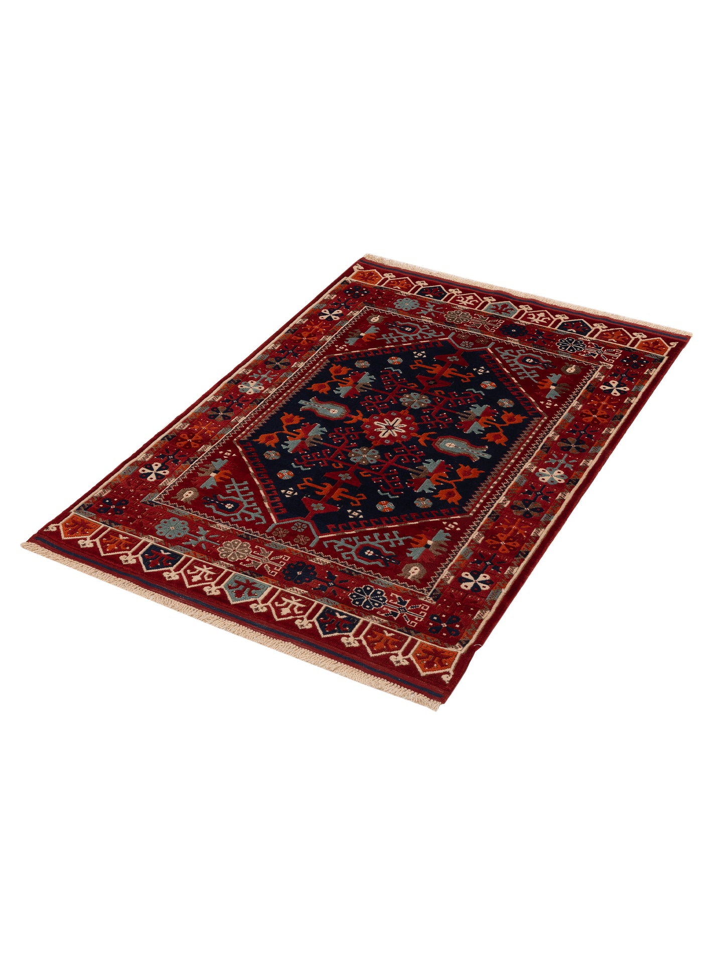 Turkish Shirwan 129652 Navy Red 3.11x5.6 Hand Knotted Rug