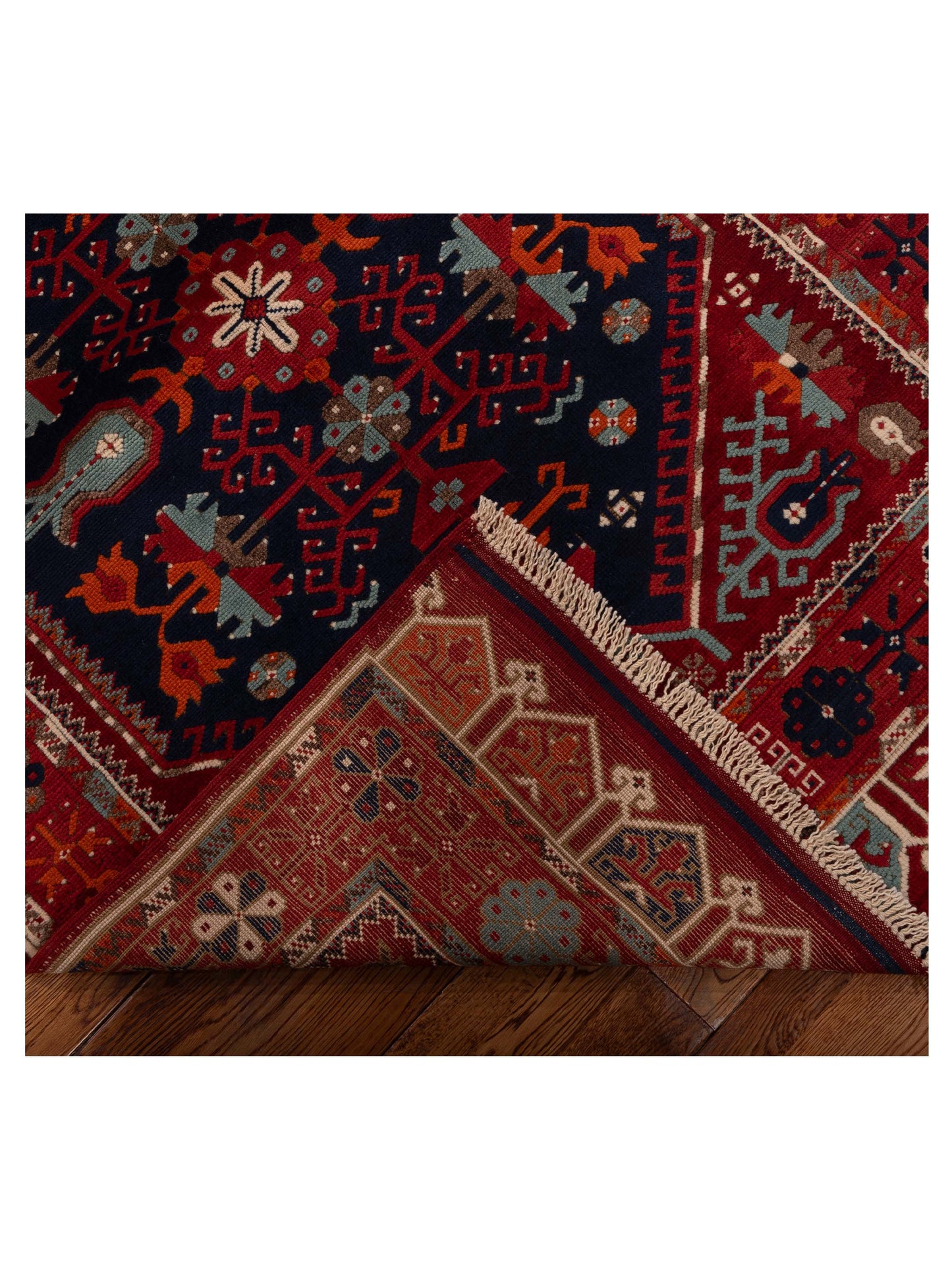 Turkish Shirwan 129652 Navy Red 3.11x5.6 Hand Knotted Rug
