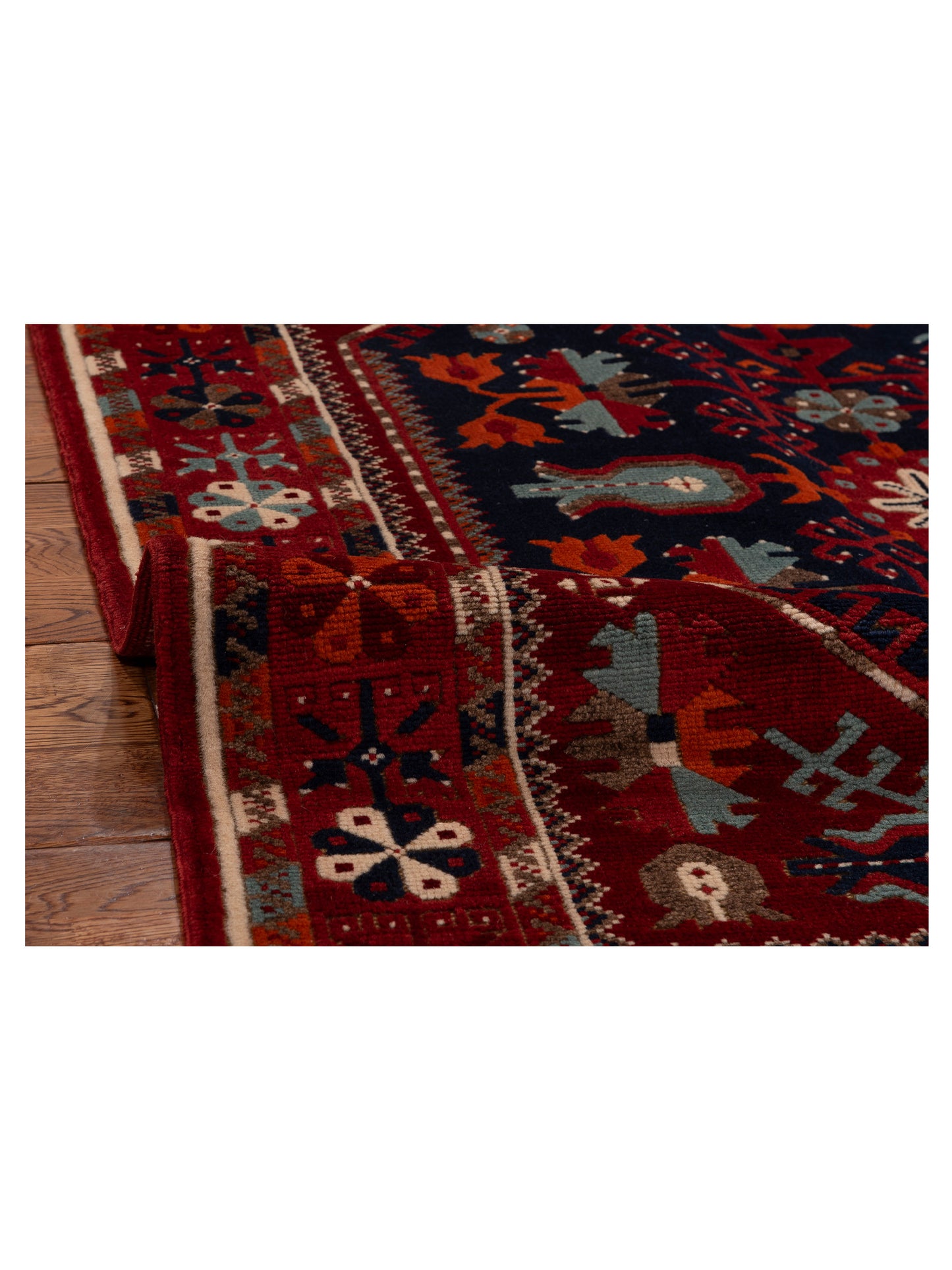 Turkish Shirwan 129652 Navy Red 3.11x5.6 Hand Knotted Rug