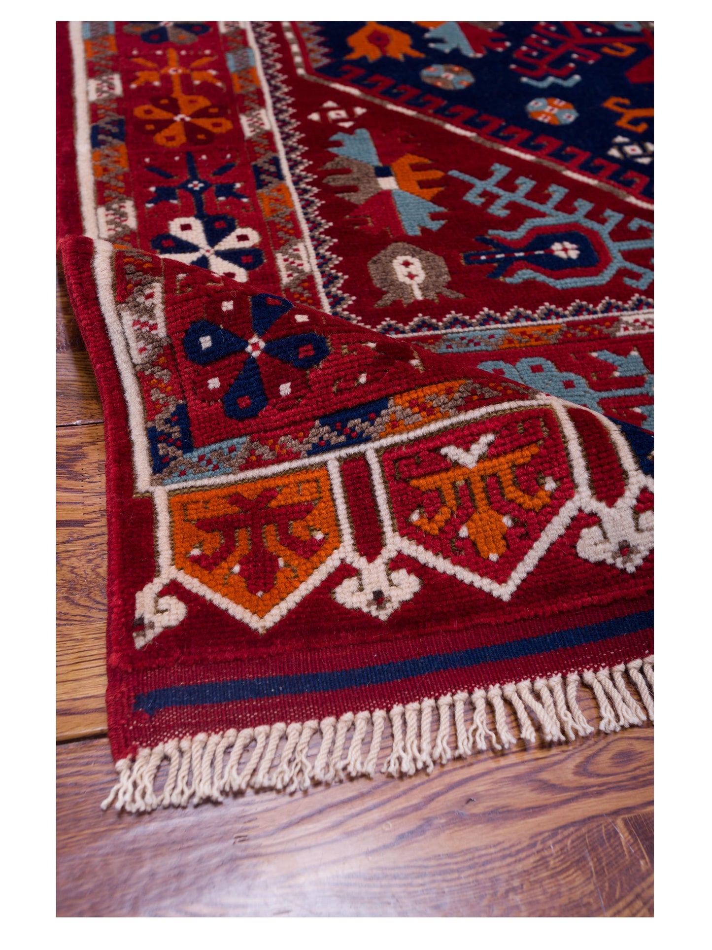 Turkish Shirwan 129652 Navy Red 3.11x5.6 Hand Knotted Rug