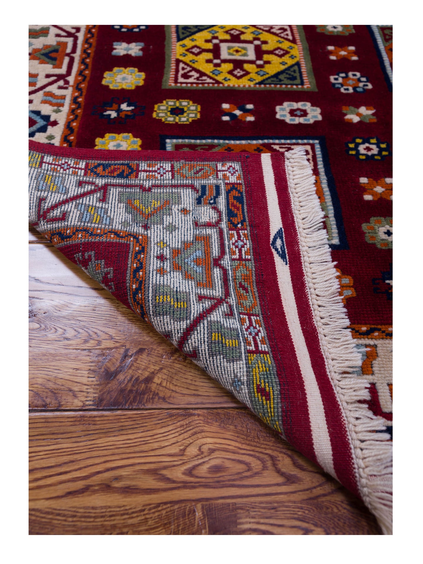 Turkish Shirwan 129658 Red Ivory 3.8x5.2 Hand Knotted Rug