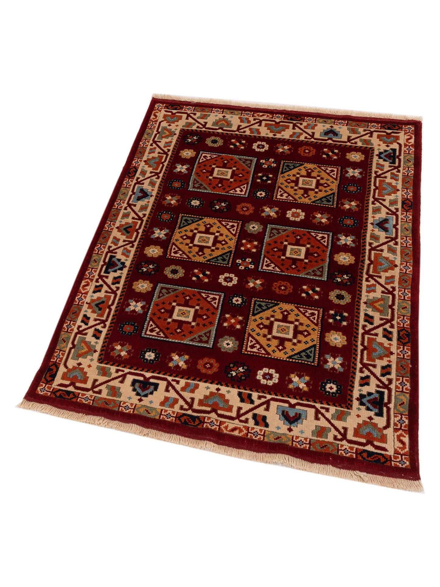 Turkish Shirwan 129661 Red Ivory 4.2x5.7 Hand Knotted Rug
