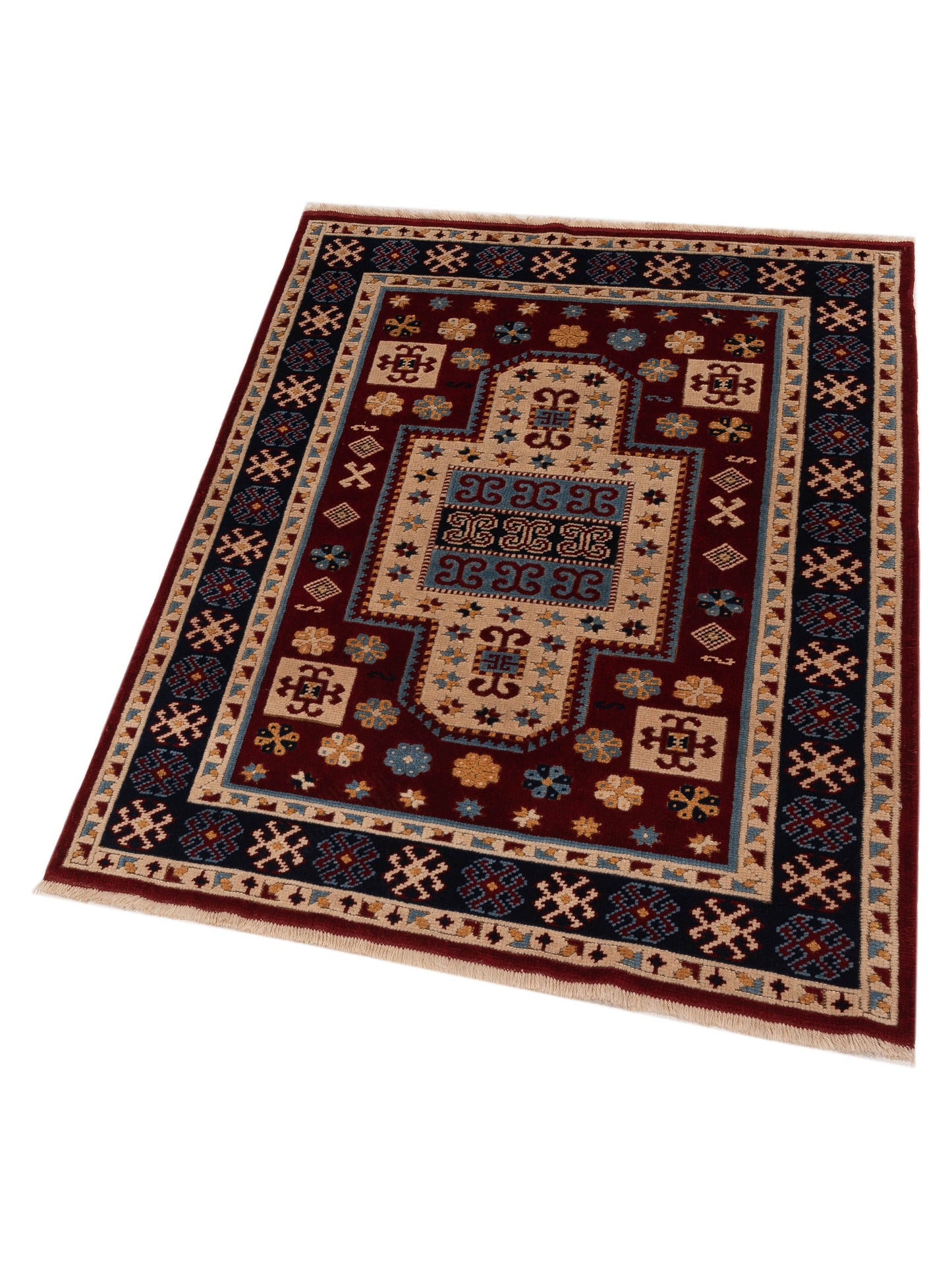 Turkish Shirwan 129665 Red Navy 4.2x5.7 Hand Knotted Rug
