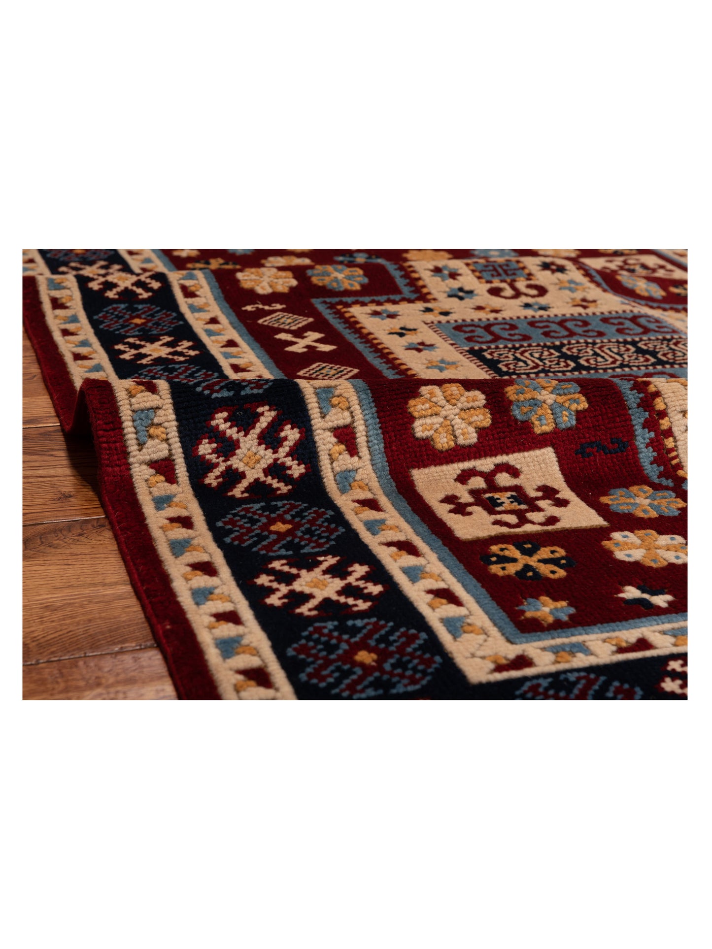 Turkish Shirwan 129665 Red Navy 4.2x5.7 Hand Knotted Rug
