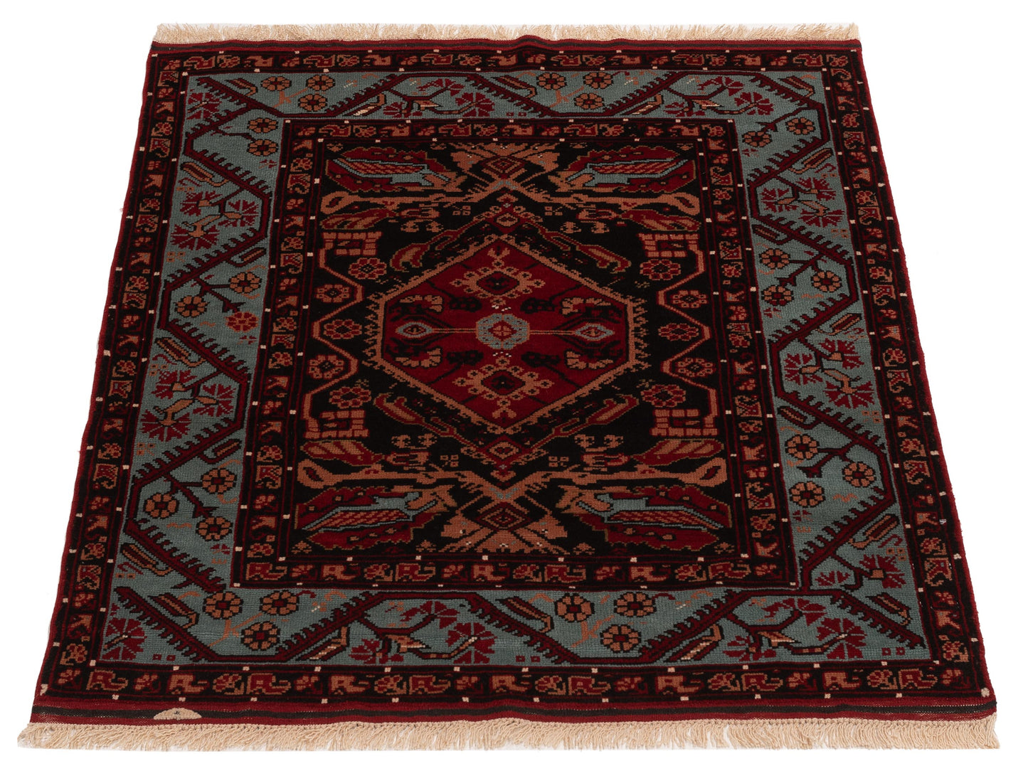 Turkish Shirwan 129666 Black Blue 4.3x4.9 Hand Knotted Rug