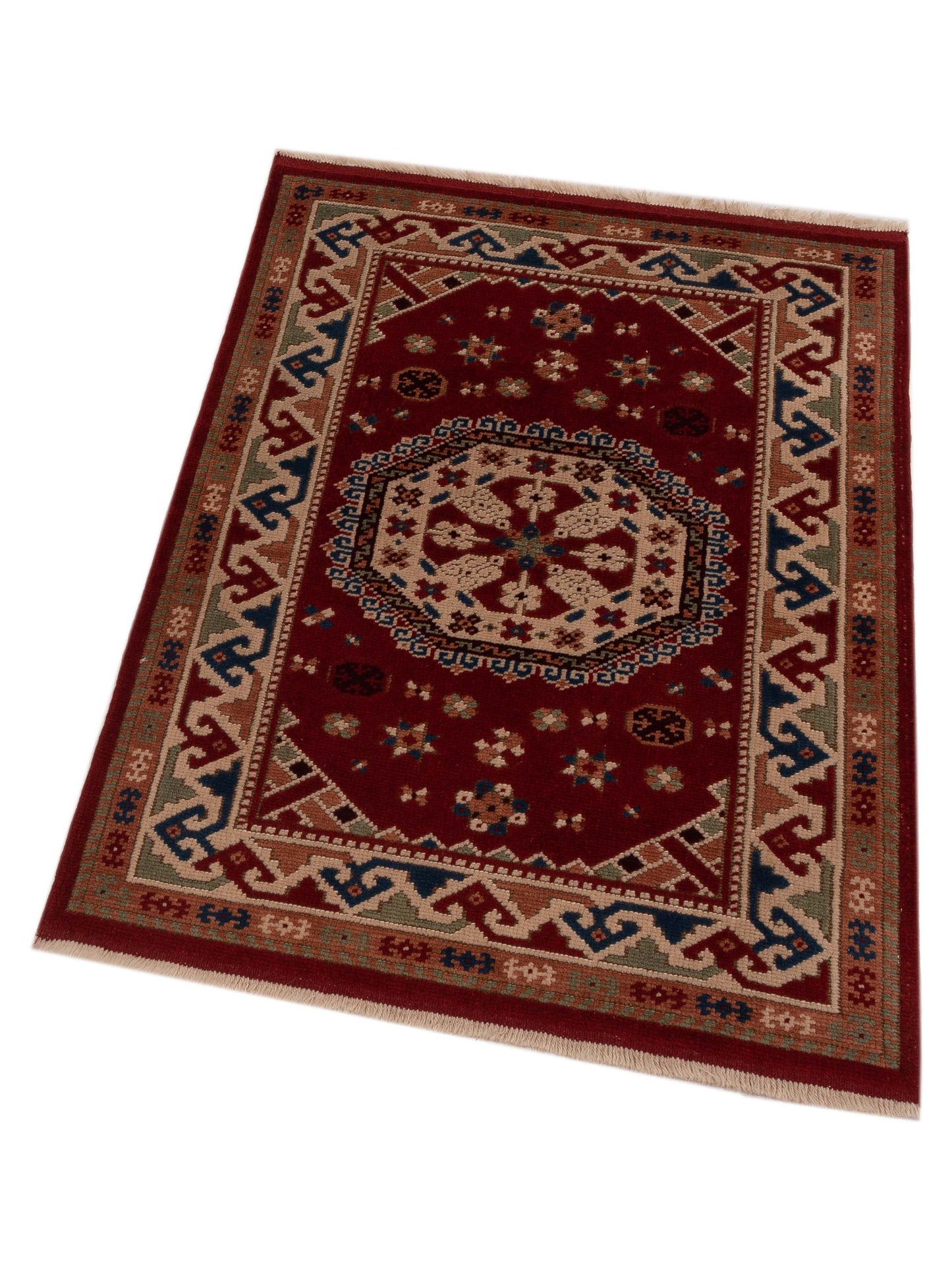 Turkish Shirwan 129669 Red Ivory 3.2x4.5 Hand Knotted Rug