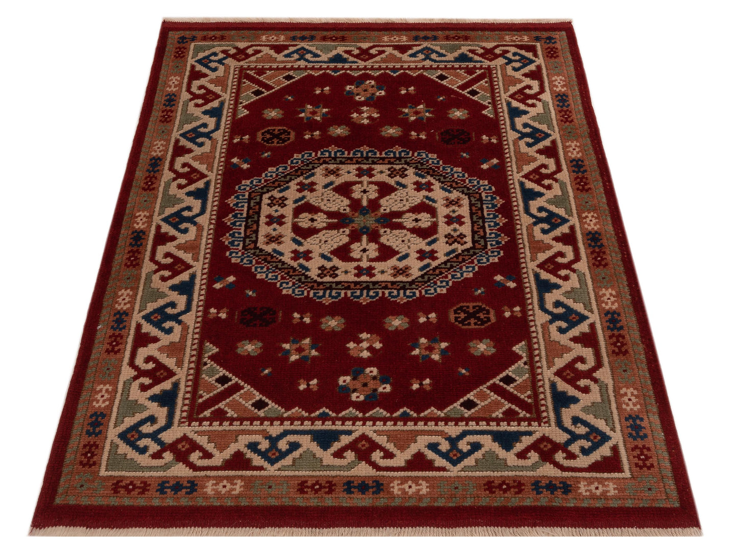 Turkish Shirwan 129669 Red Ivory 3.2x4.5 Hand Knotted Rug