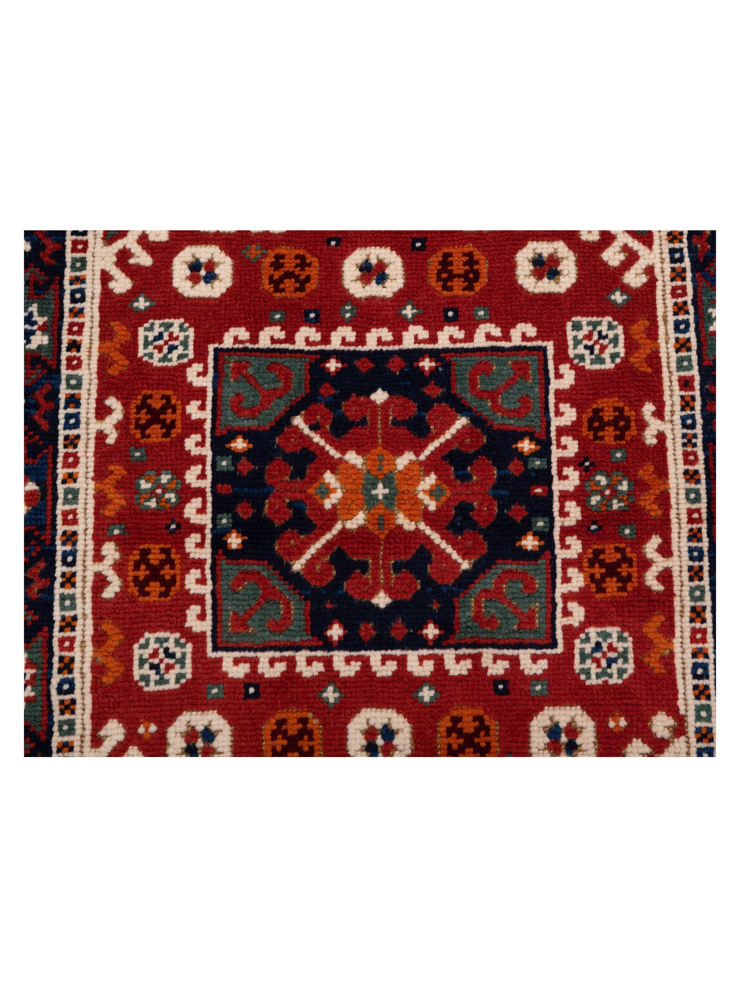 Turkish Shirwan 129676 Orange Navy 3.2x4.6 Hand Knotted Rug