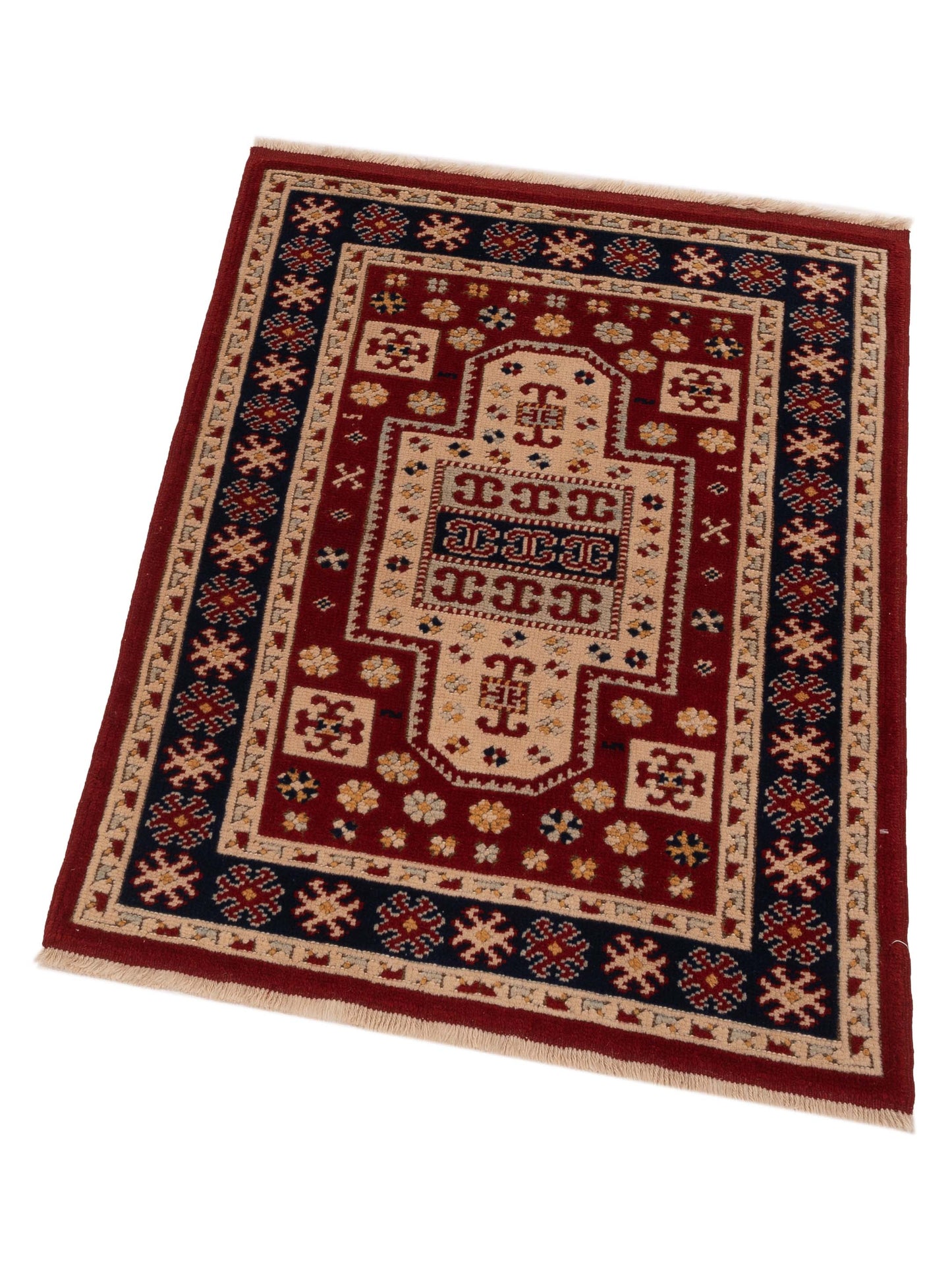 Turkish Shirwan 129680 Red Navy 3.2x4.1 Hand Knotted Rug