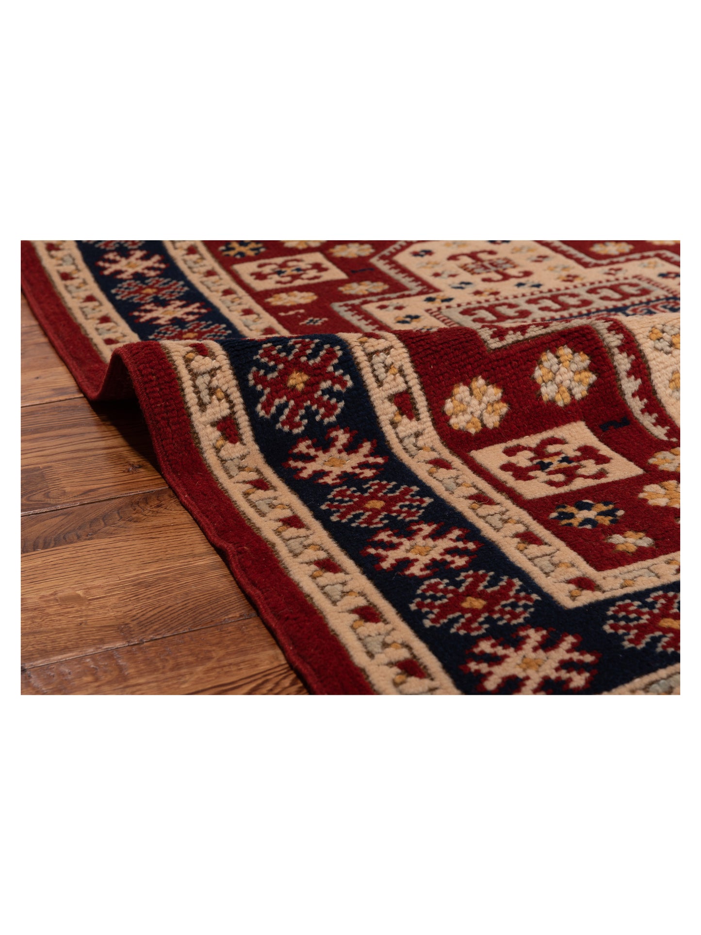 Turkish Shirwan 129680 Red Navy 3.2x4.1 Hand Knotted Rug