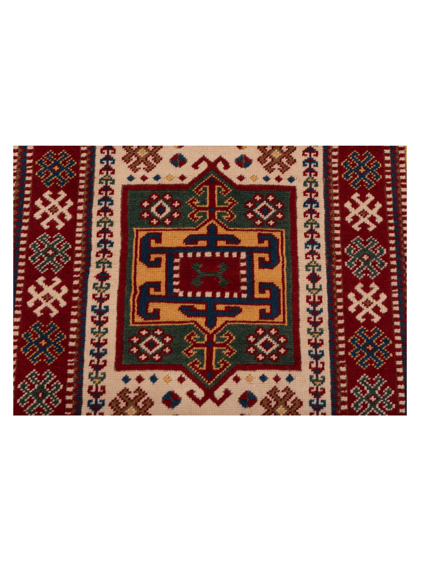 Turkish Shirwan 129683 Ivory Red 4.2x5.6 Hand Knotted Rug