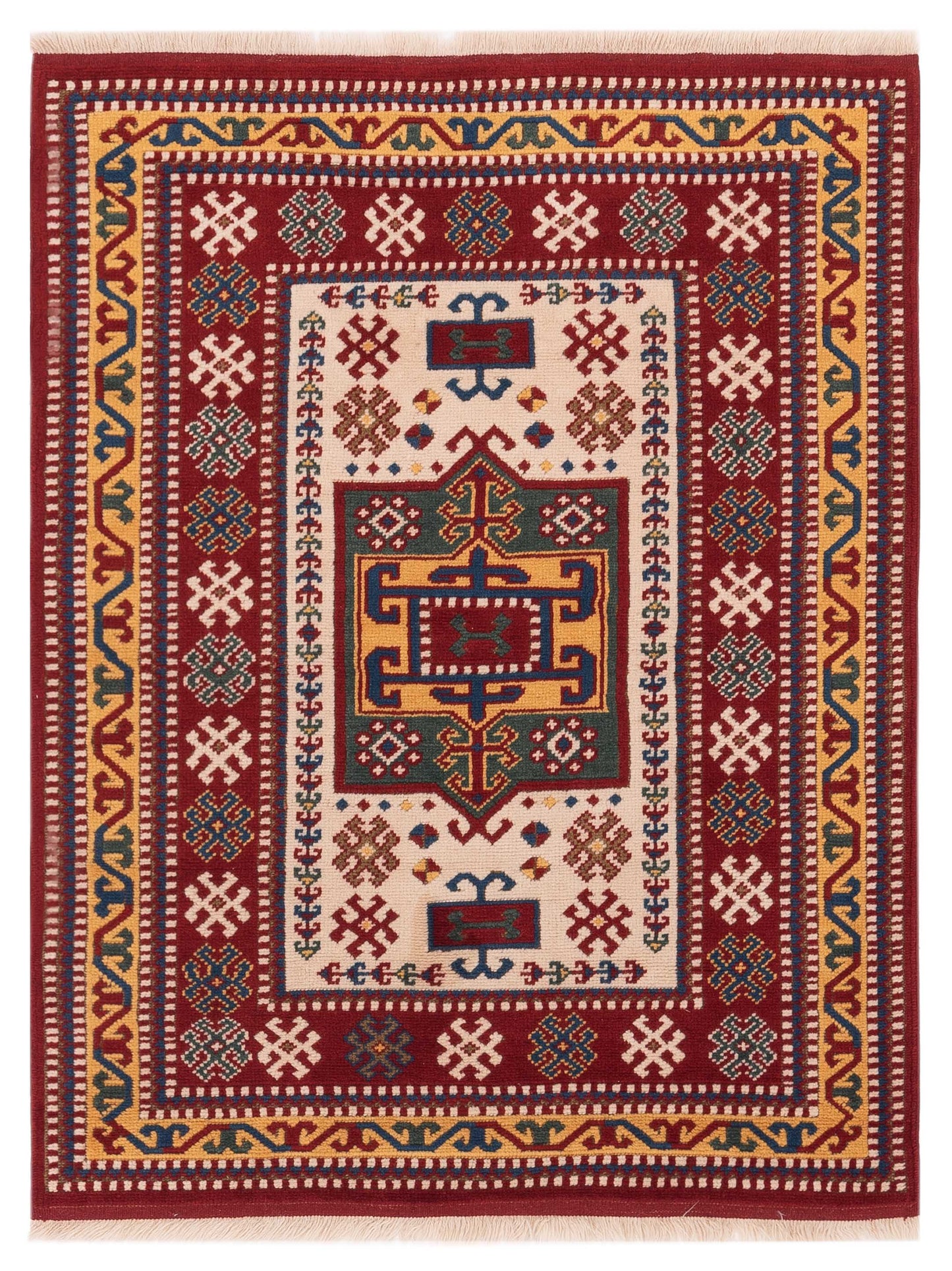 Pasha Turkish Shirwan Ivory Red Traditional