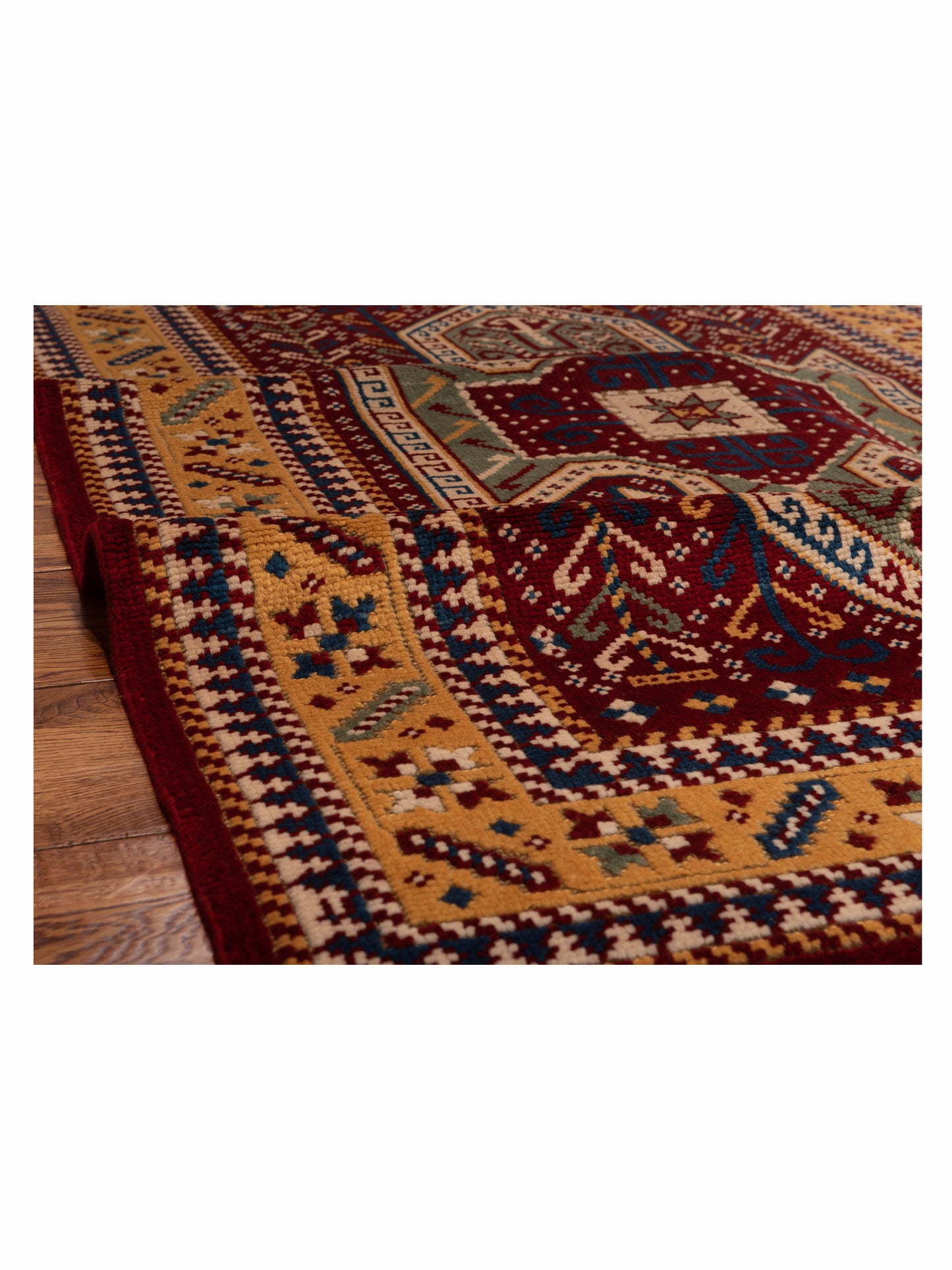 Turkish Shirwan 129685 Red Gold 4.2x6.1 Hand Knotted Rug