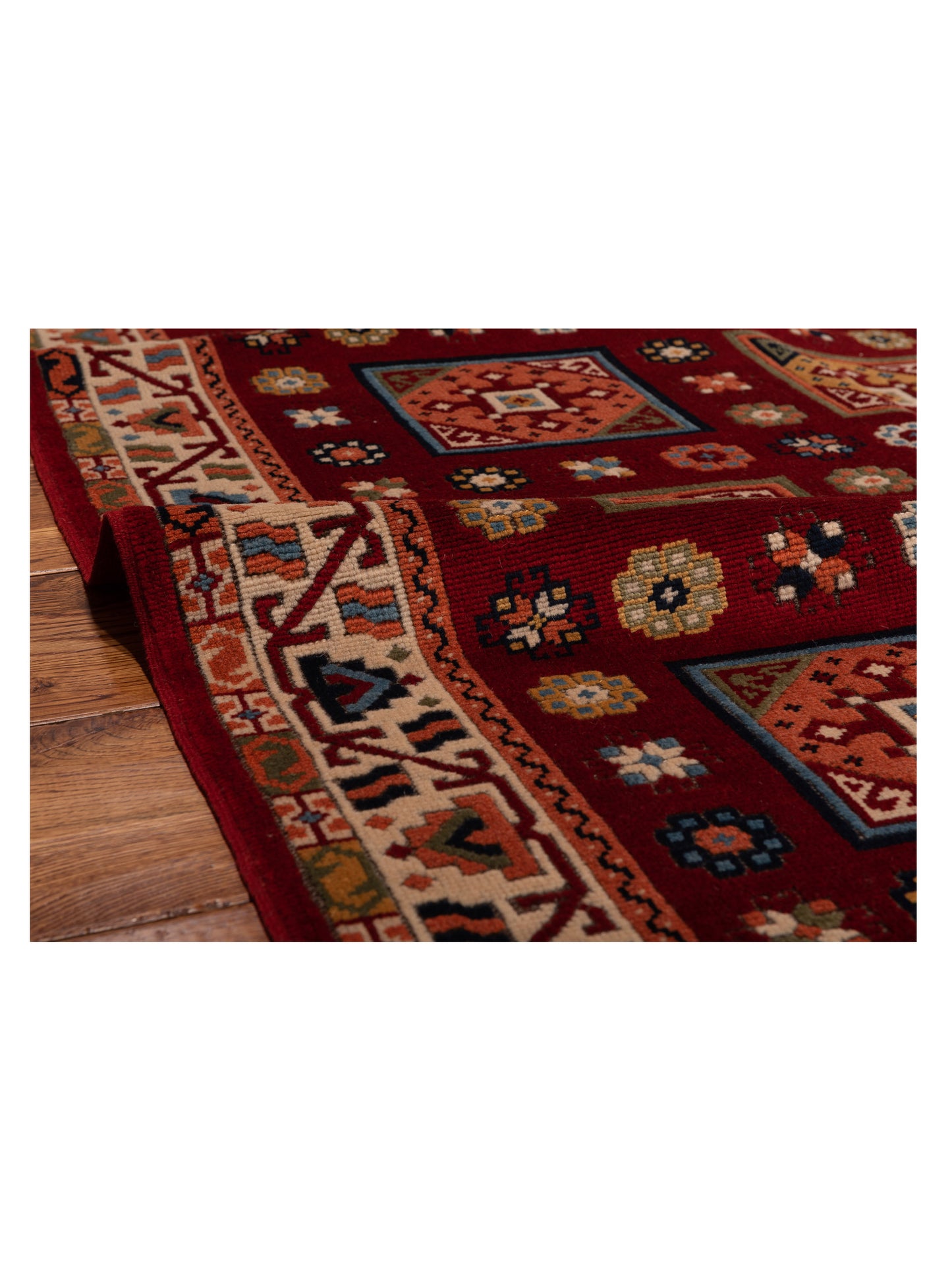 Turkish Shirwan 129688 Red Ivory 3.11x5.10 Hand Knotted Rug