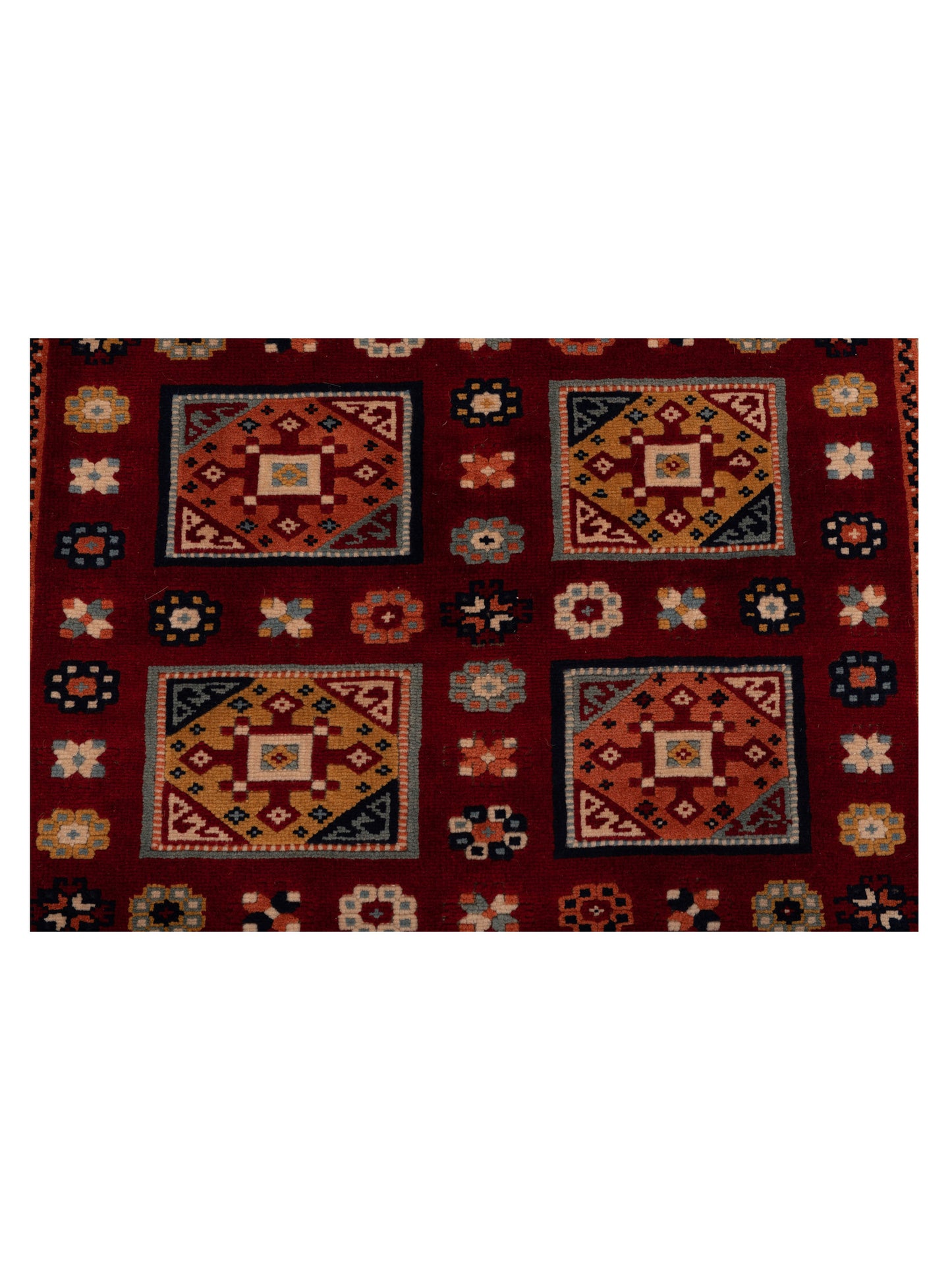 Turkish Shirwan 129690 Red Ivory 4x5.3 Hand Knotted Rug
