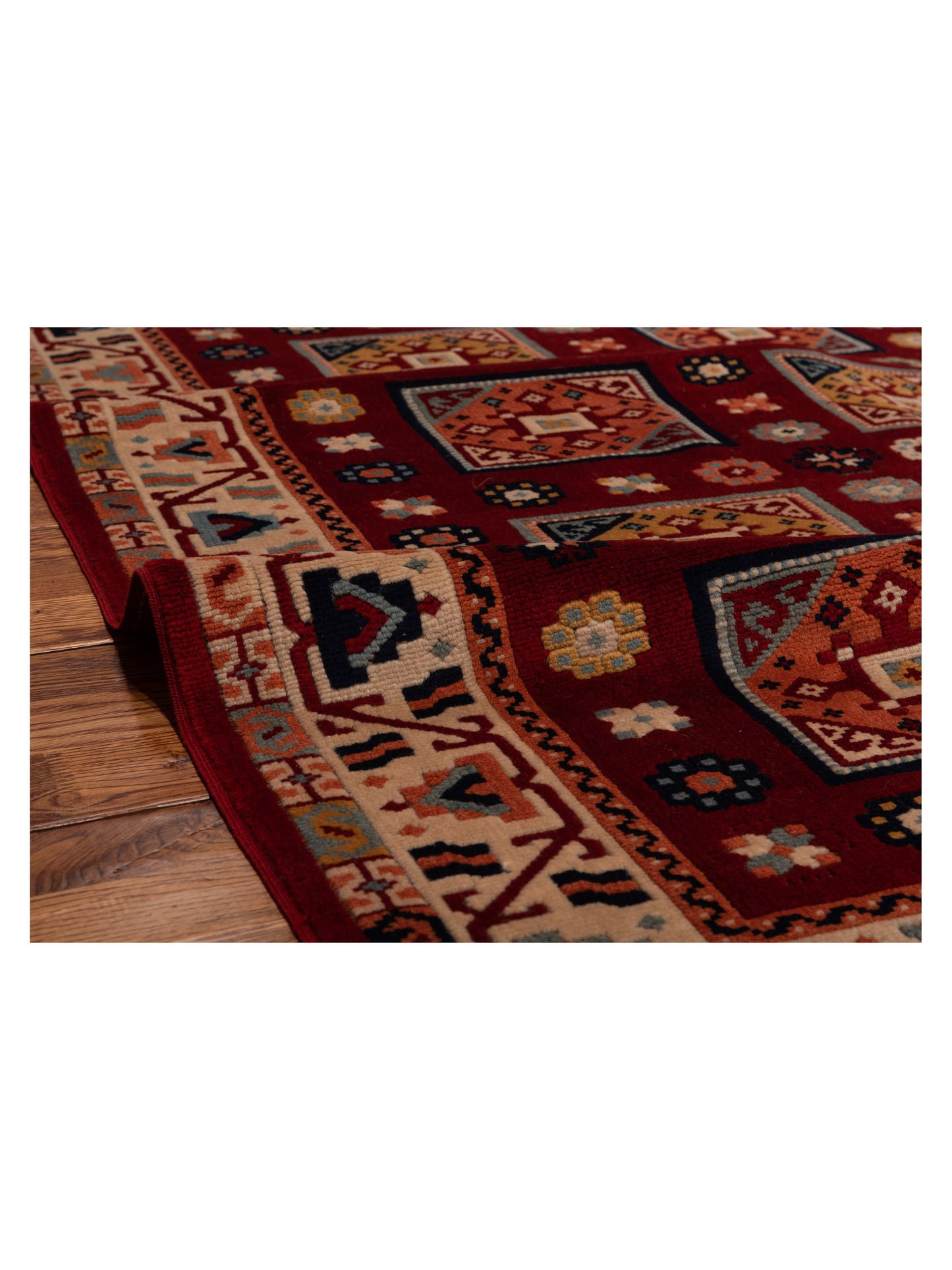 Turkish Shirwan 129690 Red Ivory 4x5.3 Hand Knotted Rug