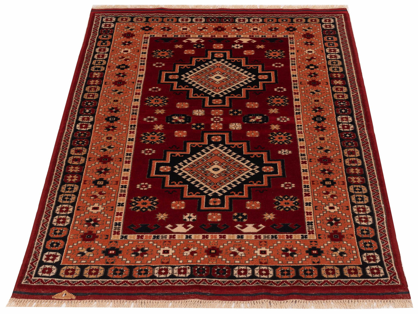 Turkish Shirwan 129702 Red Orange 4x5.11 Hand Knotted Rug
