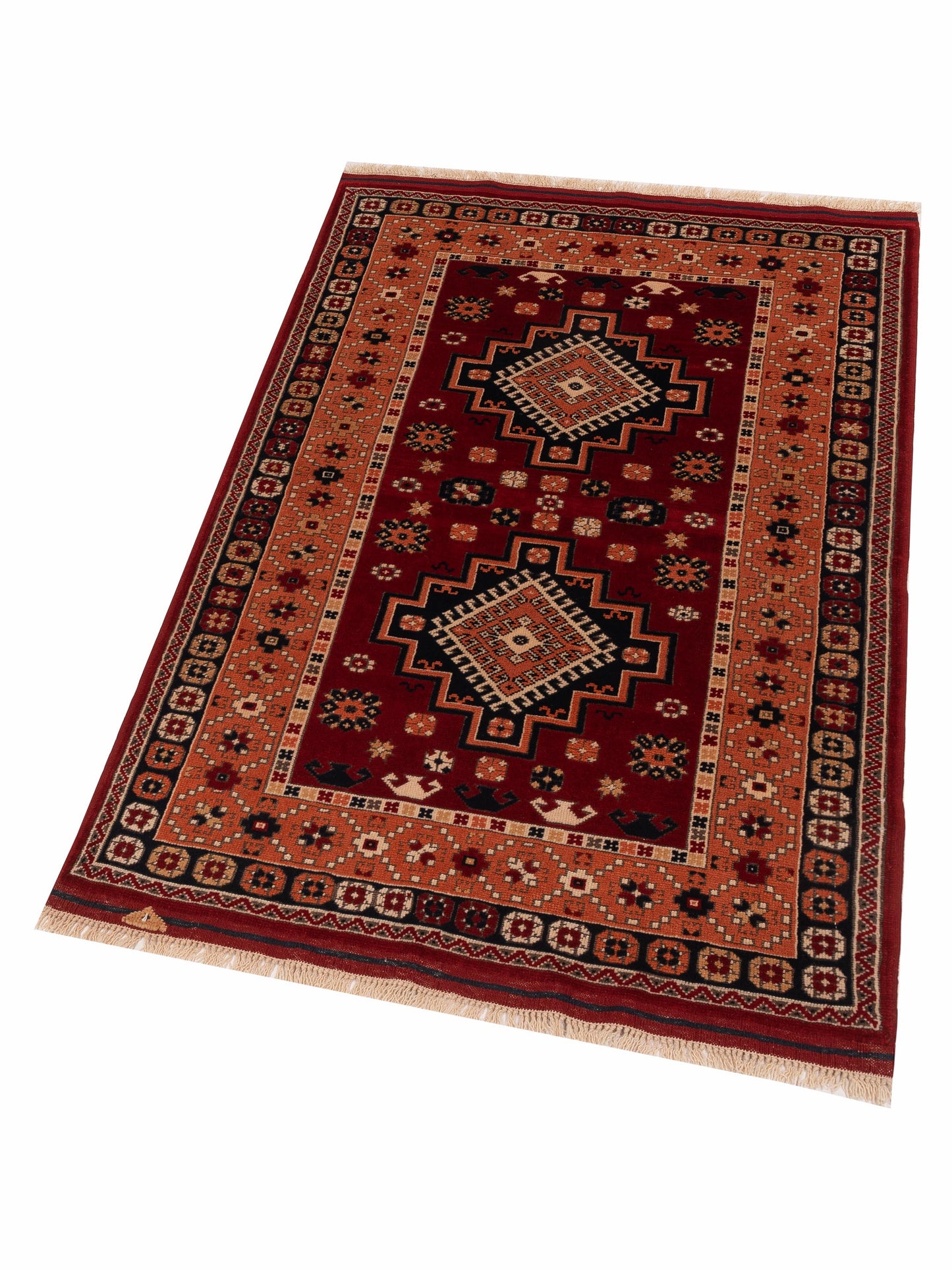 Turkish Shirwan 129702 Red Orange 4x5.11 Hand Knotted Rug