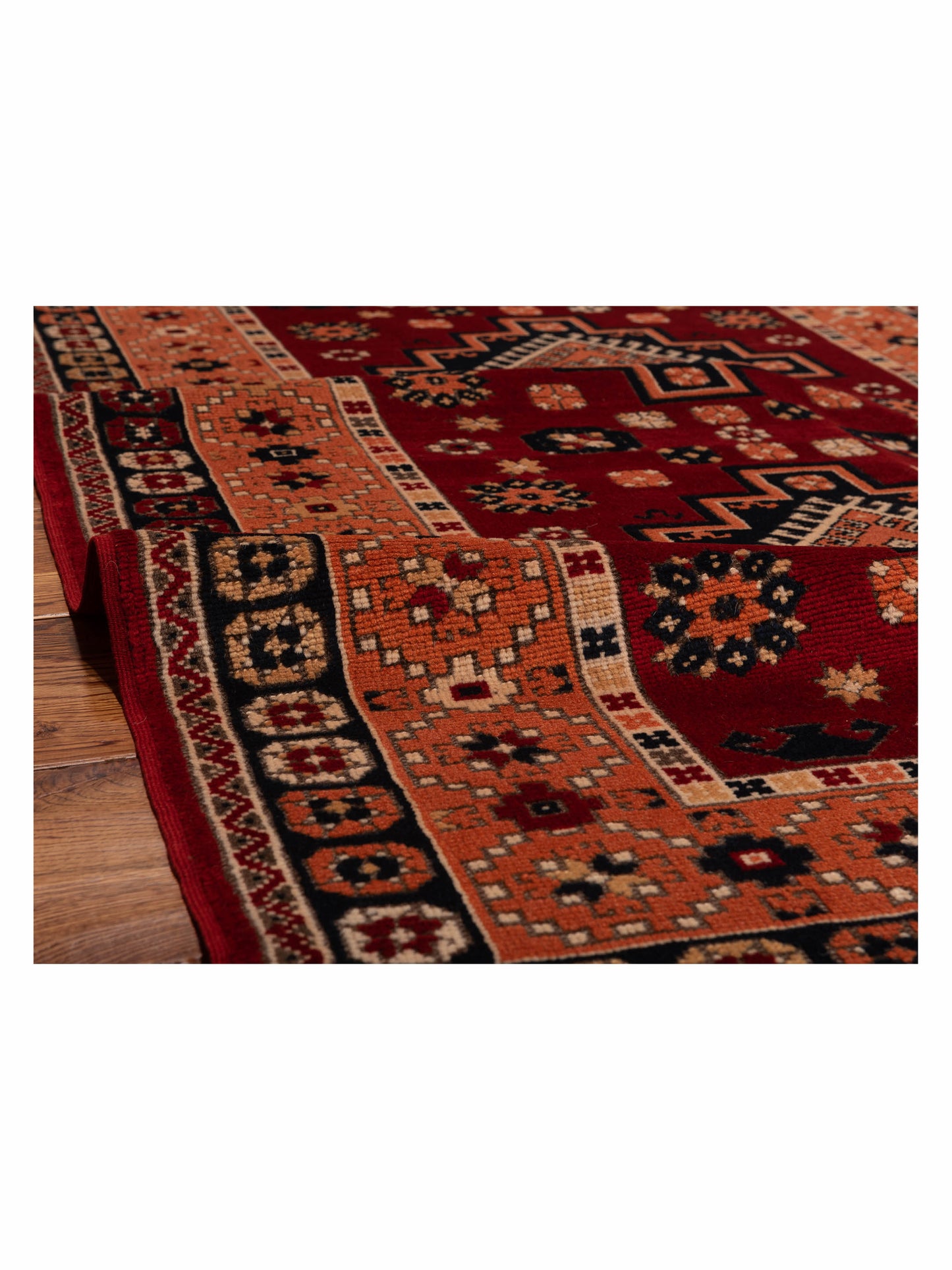 Turkish Shirwan 129702 Red Orange 4x5.11 Hand Knotted Rug