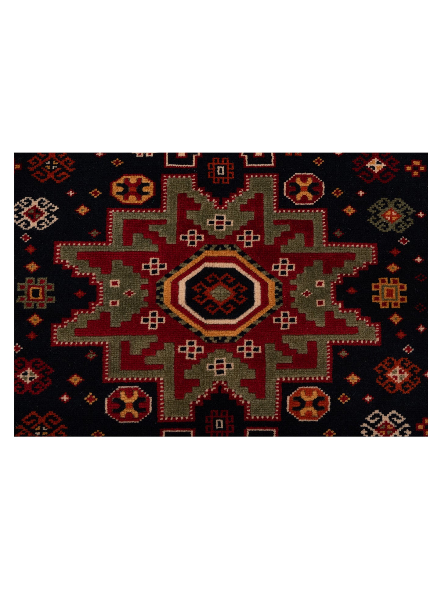 Turkish Shirwan 129704 Navy Ivory 3.9x5.5 Hand Knotted Rug