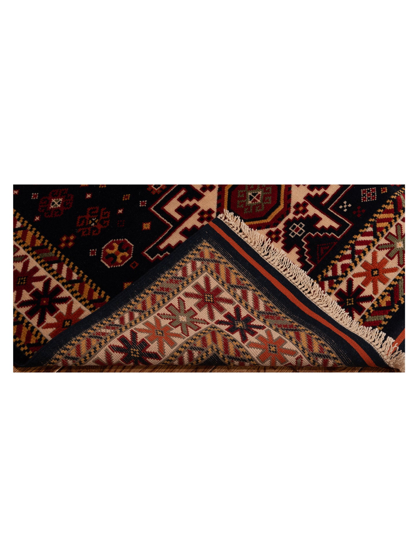 Turkish Shirwan 129704 Navy Ivory 3.9x5.5 Hand Knotted Rug