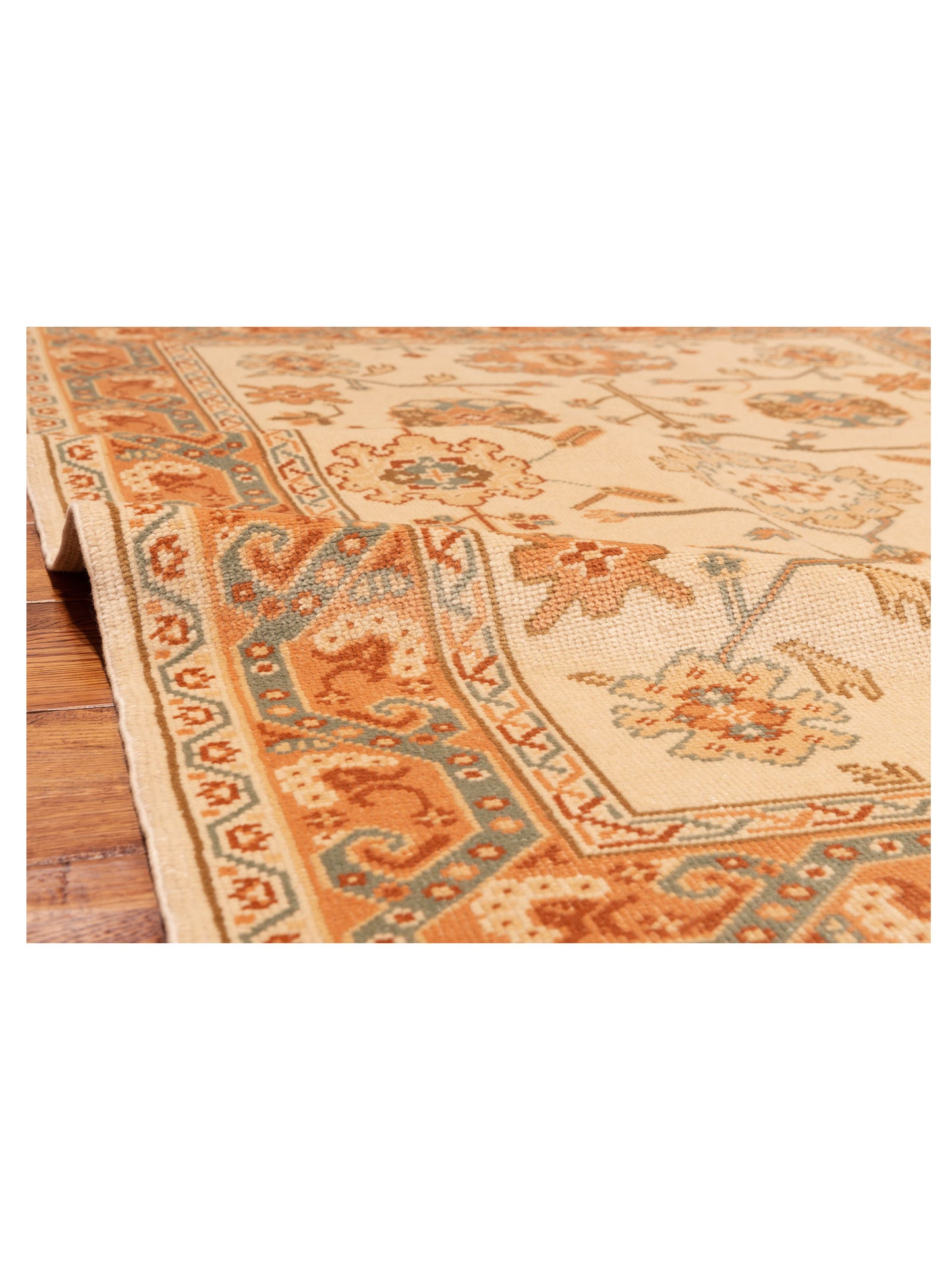 Anadol Oushak Boyali Ivory Pink 5.4x6.7 Hand Knotted Rug