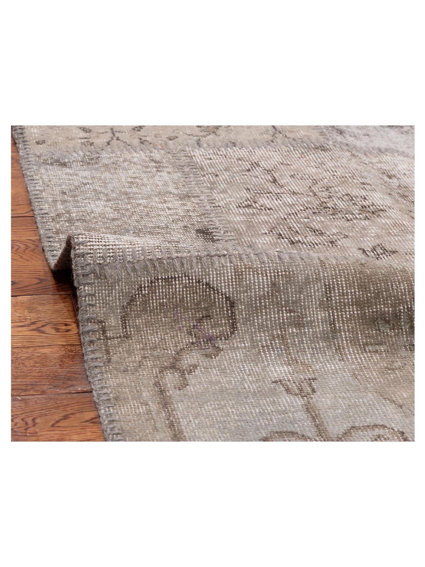 Turkish Vestige Patchwork 129753 Light Gray 8.1x10 Hand Knotted Rug