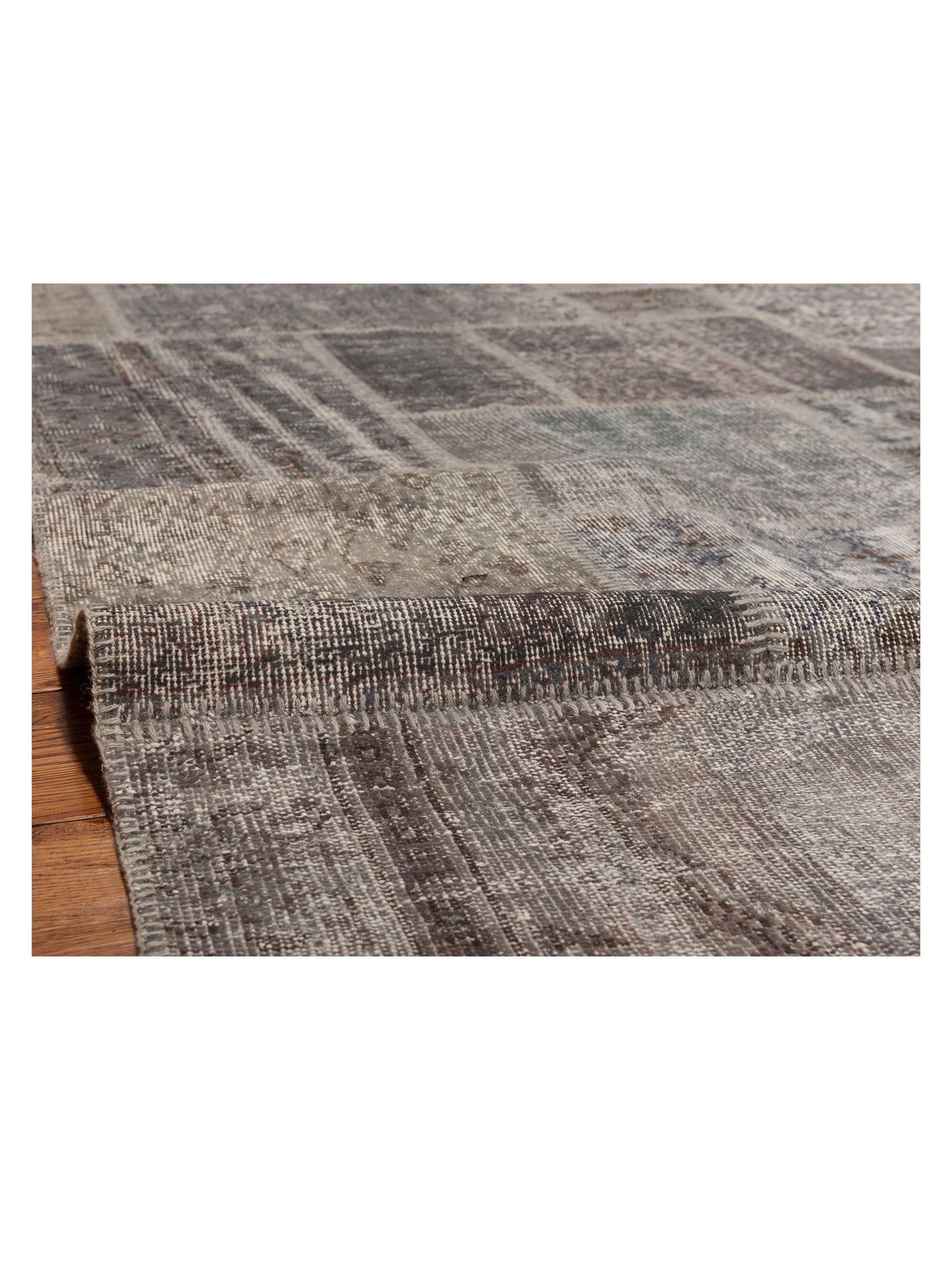 Turkish Vestige Patchwork 129758 Gray 8.1x10 Hand Knotted Rug