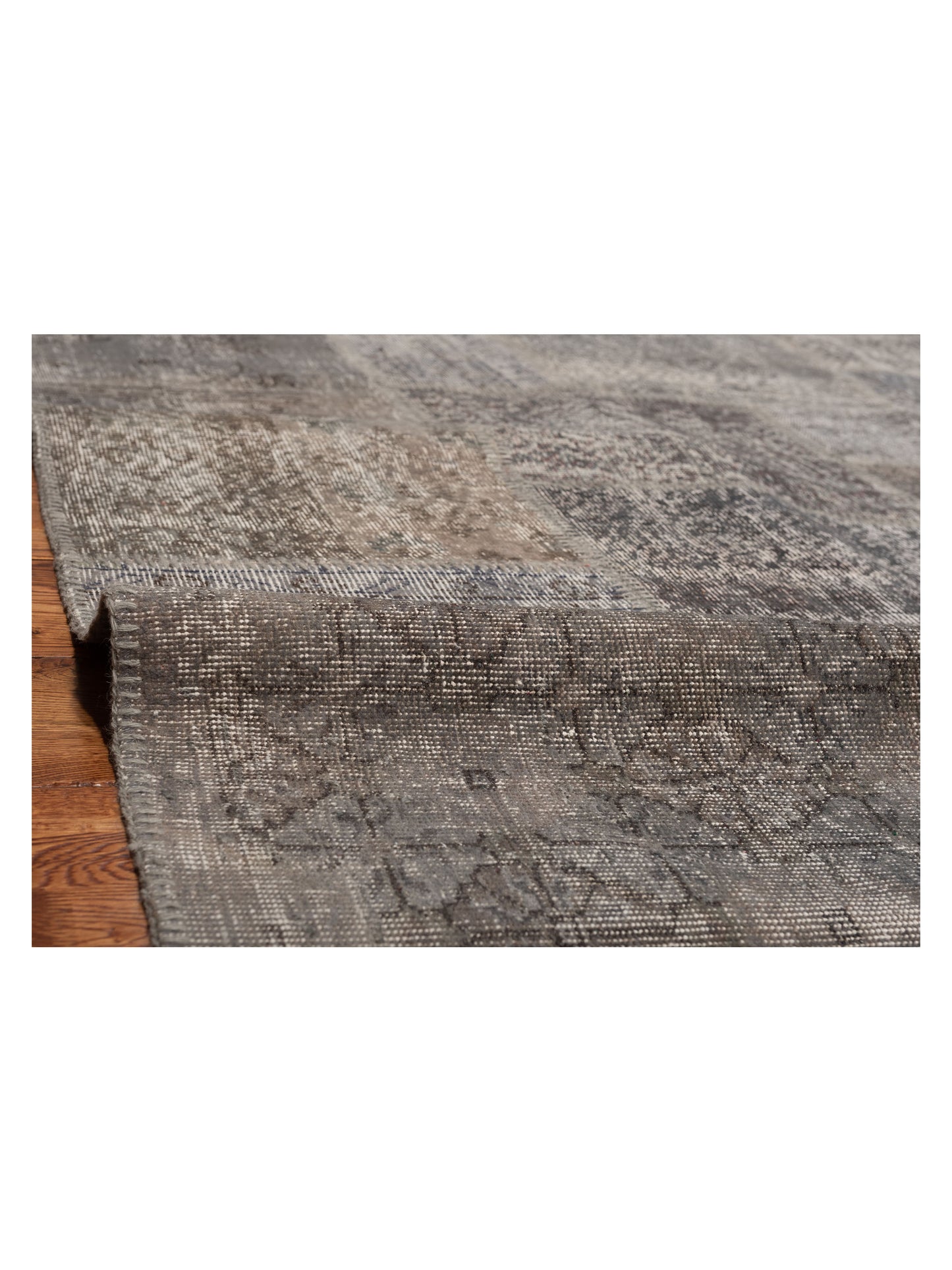 Turkish Vestige Patchwork 129760 Gray 8.1x10 Hand Knotted Rug