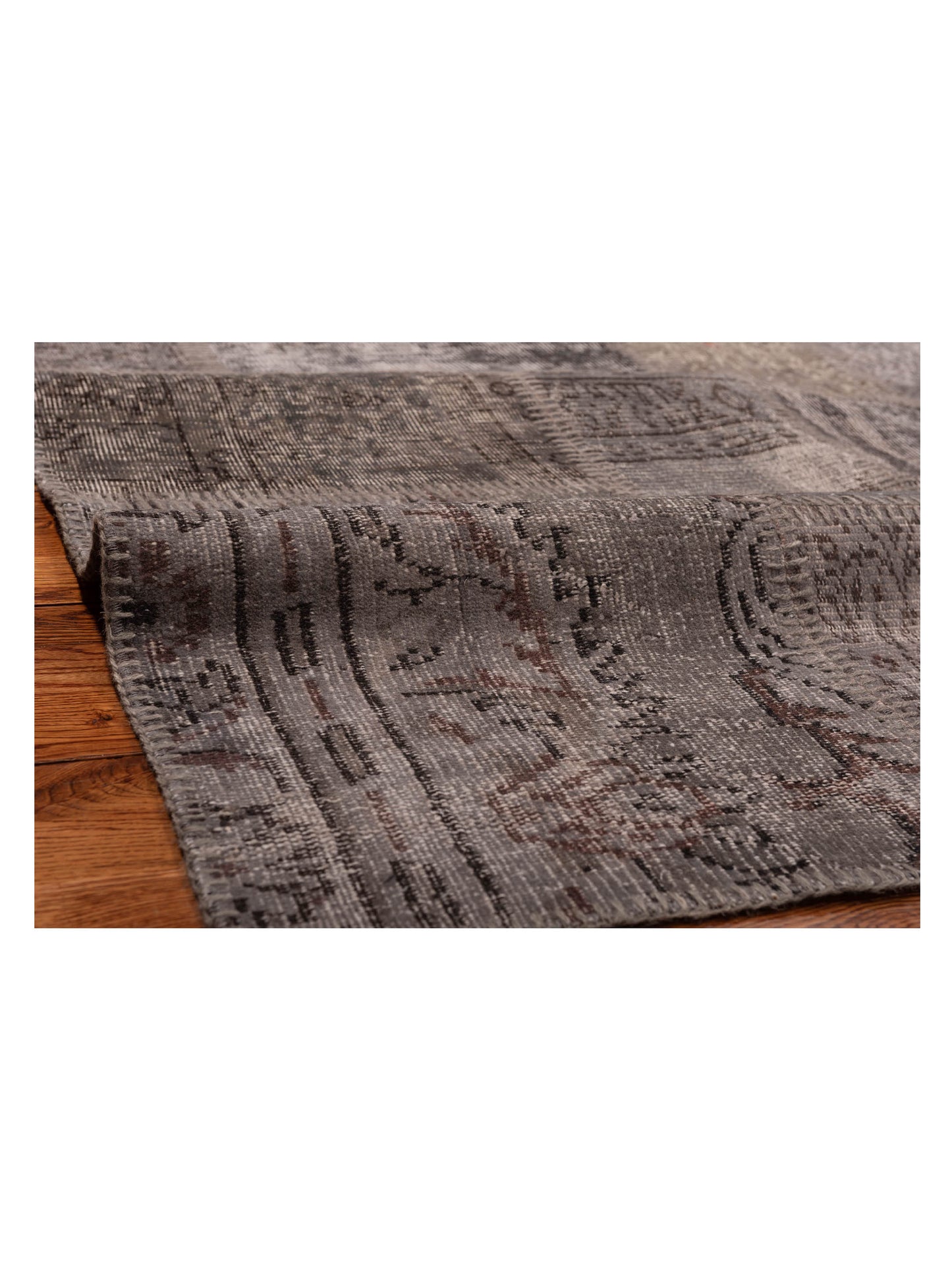 Turkish Vestige Patchwork 129768 Gray 9.1x12.1 Hand Knotted Rug