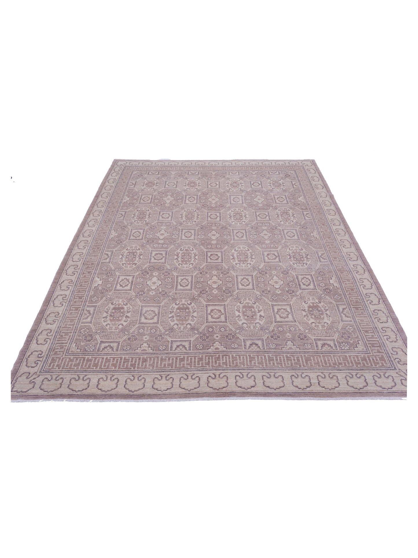 Laila 129783 Brown Ivory 8.3x10.1 Hand Knotted Rug