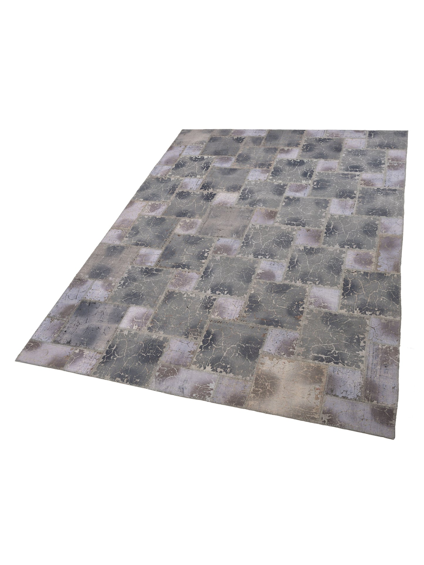 Turkish Vestige Patchwork 129786 Gray 9.10x13.2 Hand Knotted Rug