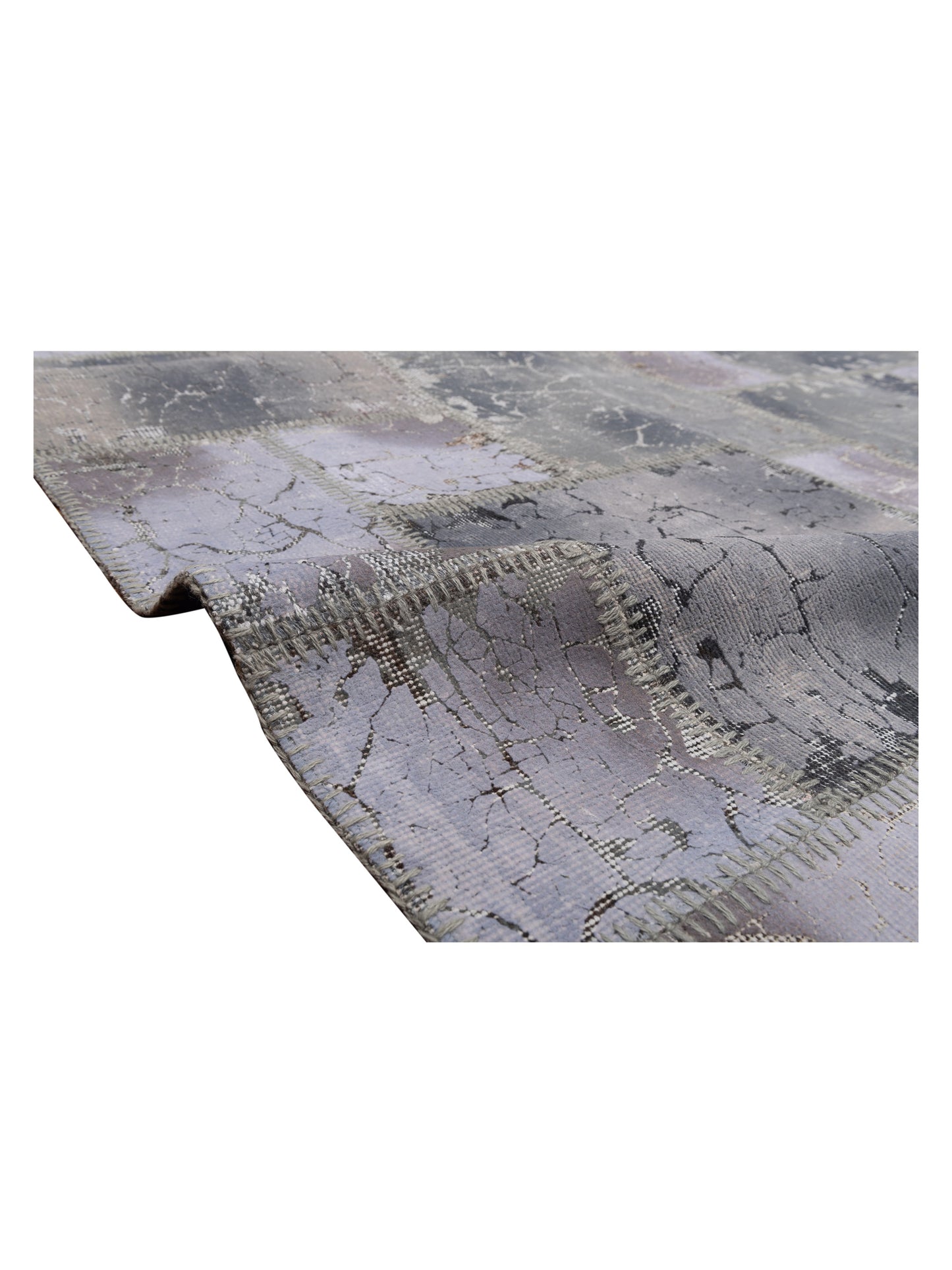 Turkish Vestige Patchwork 129786 Gray 9.10x13.2 Hand Knotted Rug