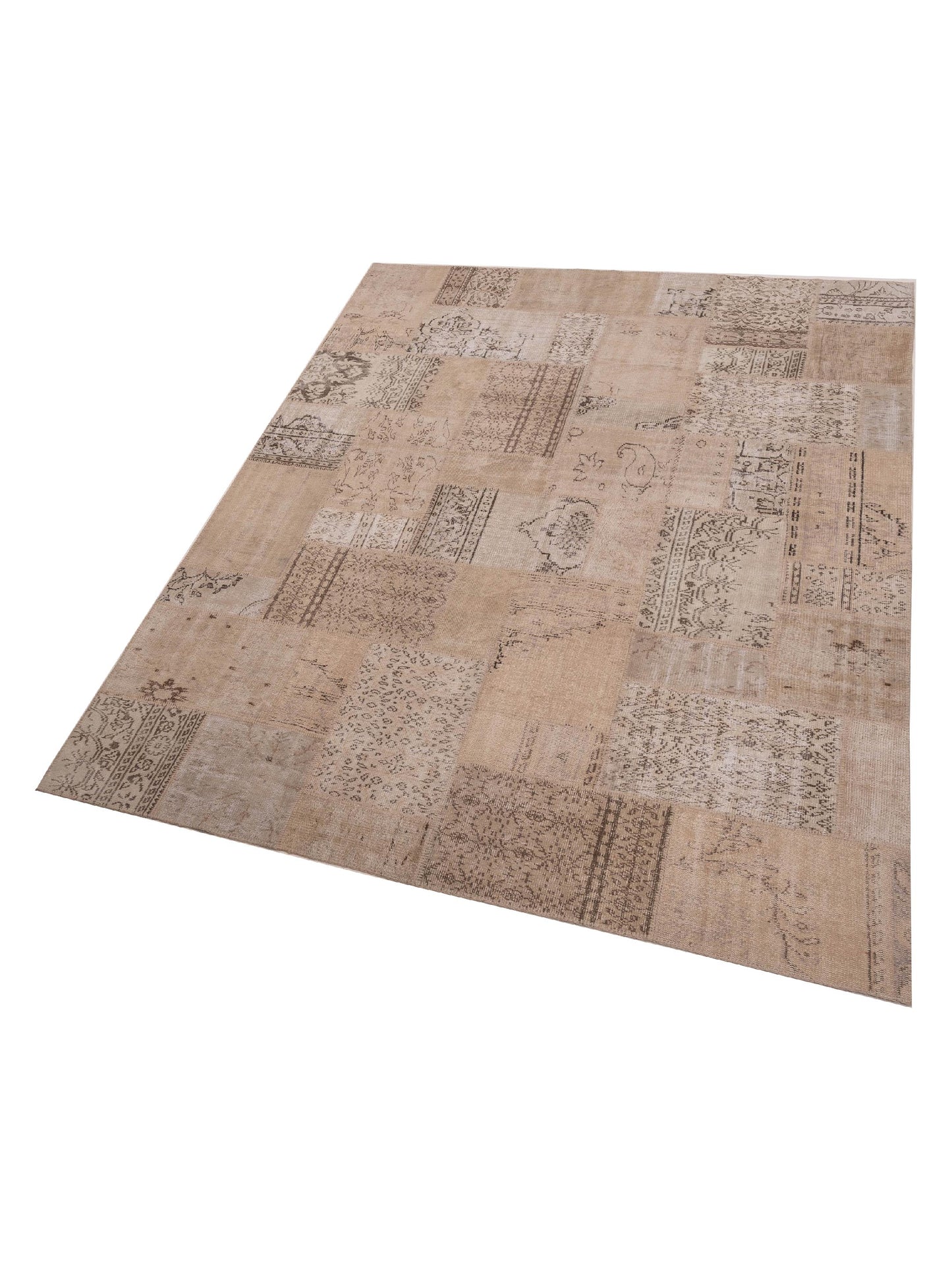 Turkish Vestige Patchwork 129793 Natural 9x12 Hand Knotted Rug