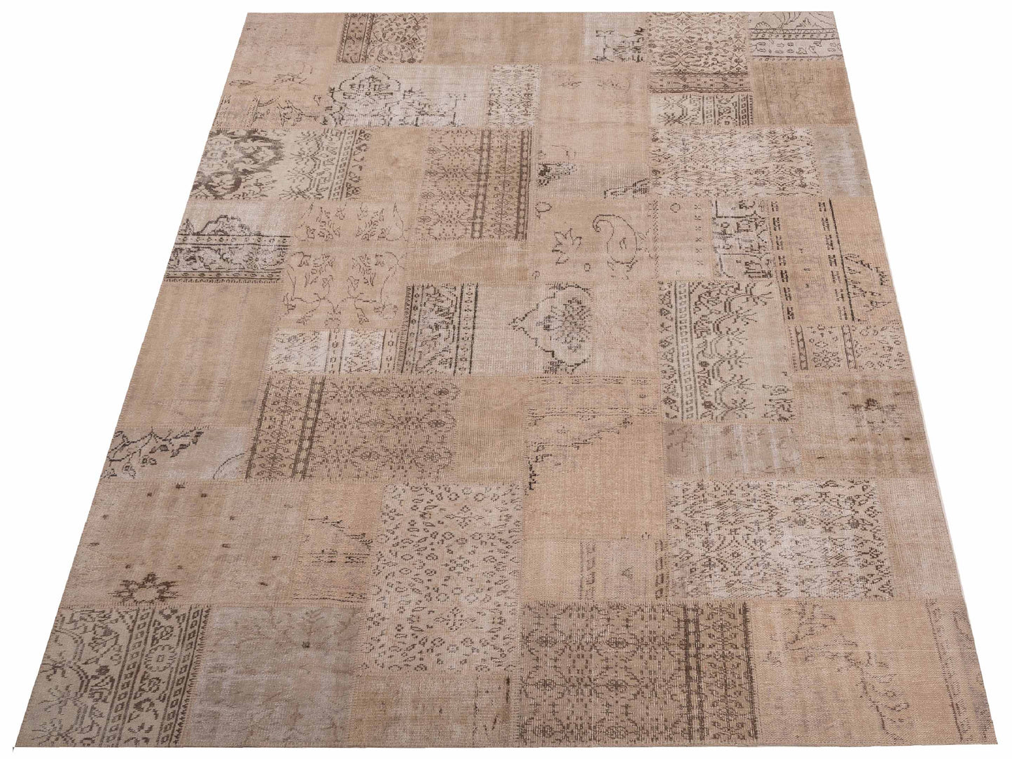 Turkish Vestige Patchwork 129793 Natural 9x12 Hand Knotted Rug