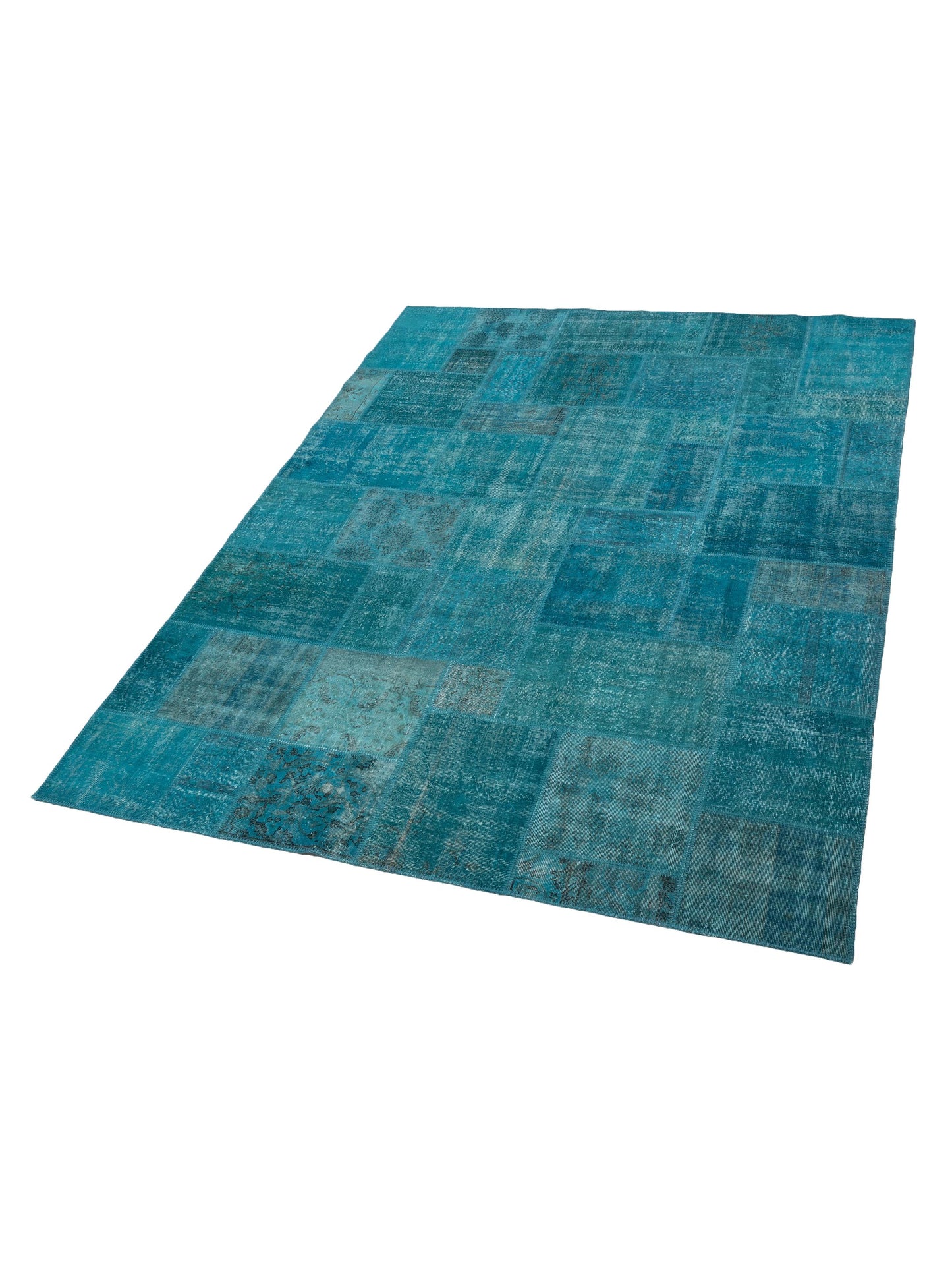 Turkish Vestige Patchwork 129795 Turquoise 9x12 Hand Knotted Rug