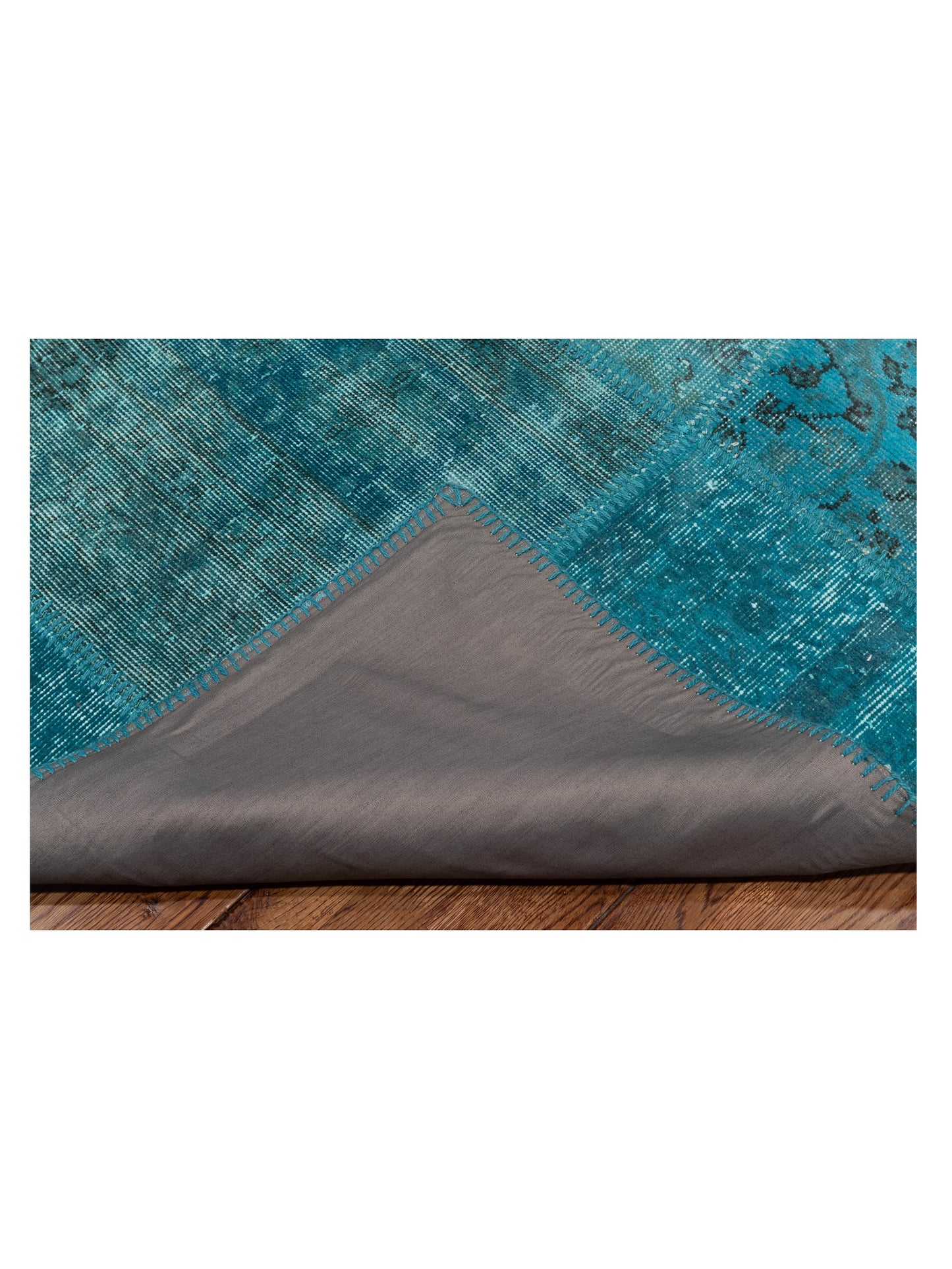 Turkish Vestige Patchwork 129795 Turquoise 9x12 Hand Knotted Rug