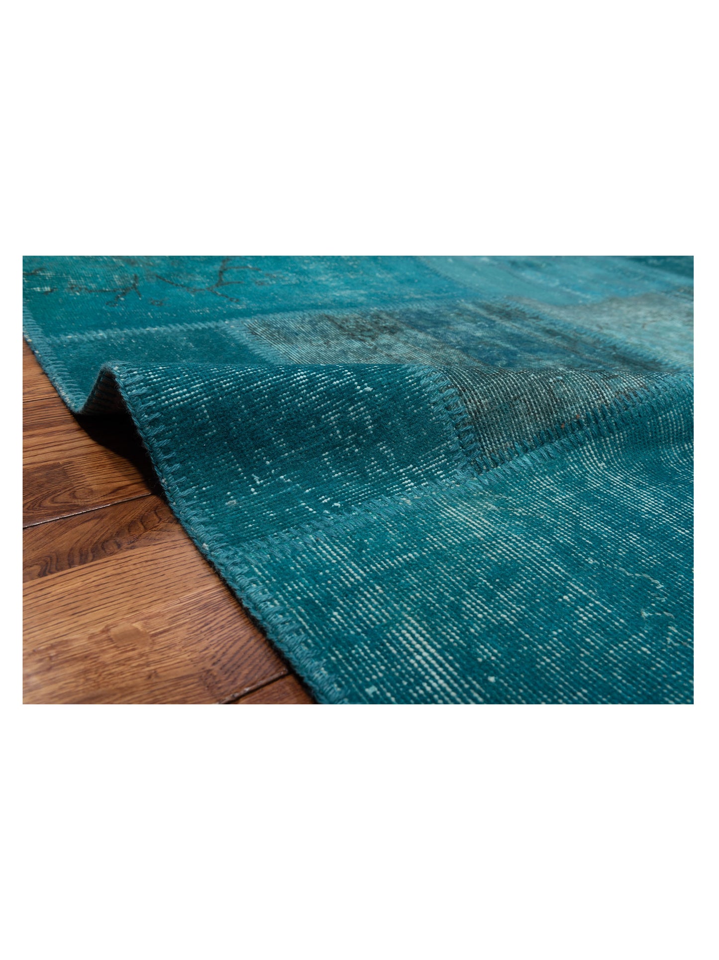 Turkish Vestige Patchwork 129795 Turquoise 9x12 Hand Knotted Rug