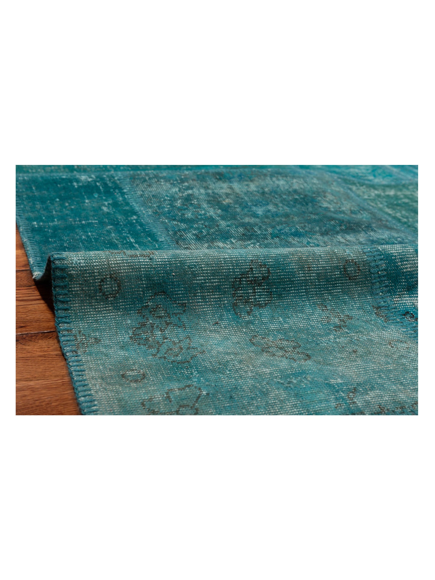 Turkish Vestige Patchwork 129802 Turquoise 9.1x12 Hand Knotted Rug