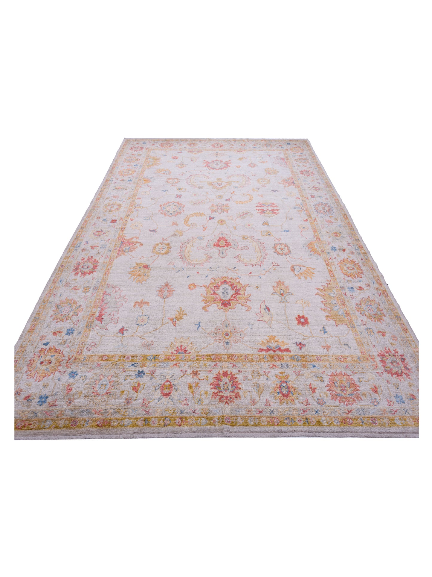 Angora Oushak 129851 Ivory Ivory 10.1x13.8 Hand Knotted Rug