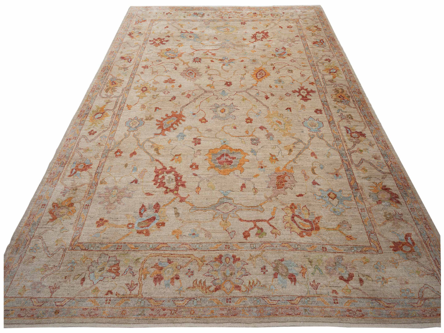 Angora Oushak 129864 Ivory Ivory 11.6x15.1 Hand Knotted Rug